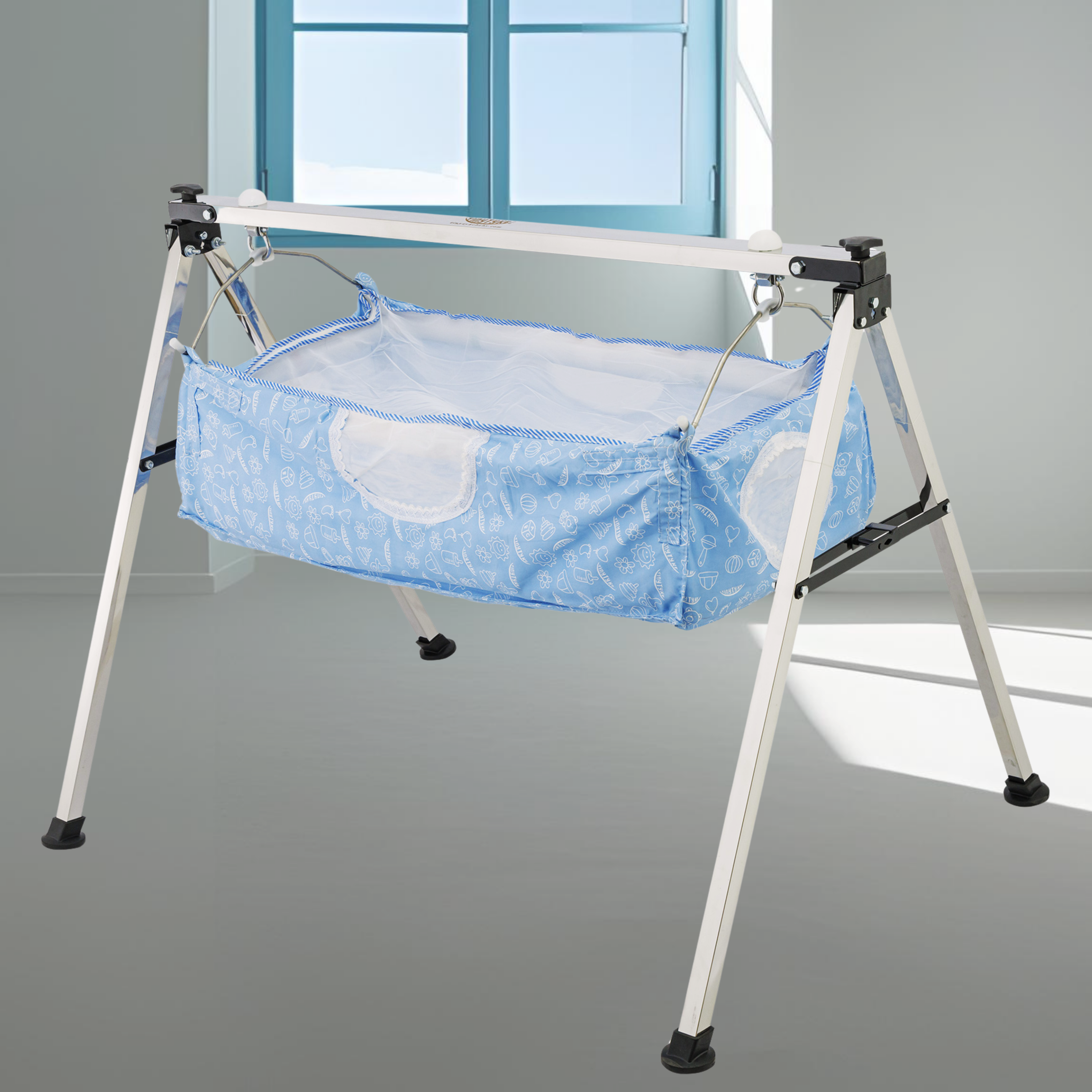 TinyTyke- Manual Baby Cradle Square Pipe - Semi Foldable