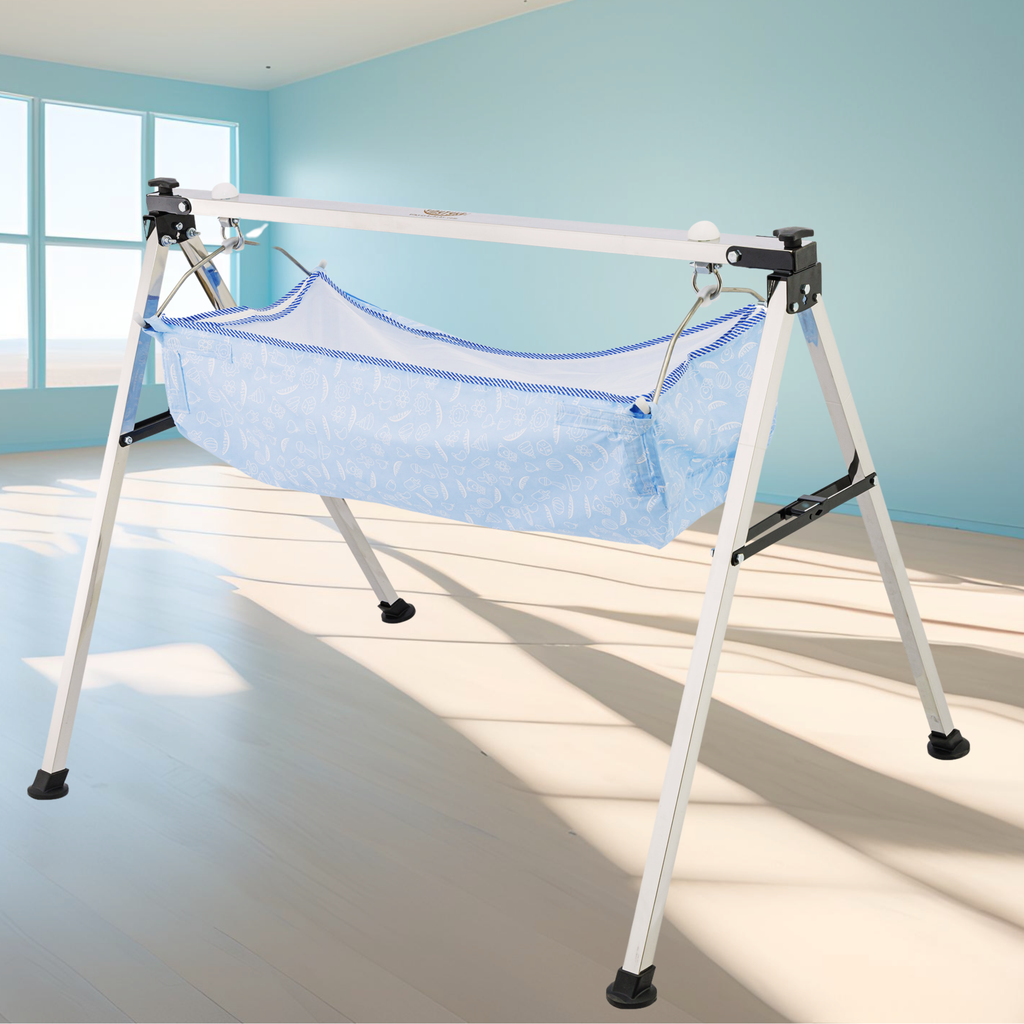 TinyTyke- Manual Baby Cradle Square Pipe - Semi Foldable
