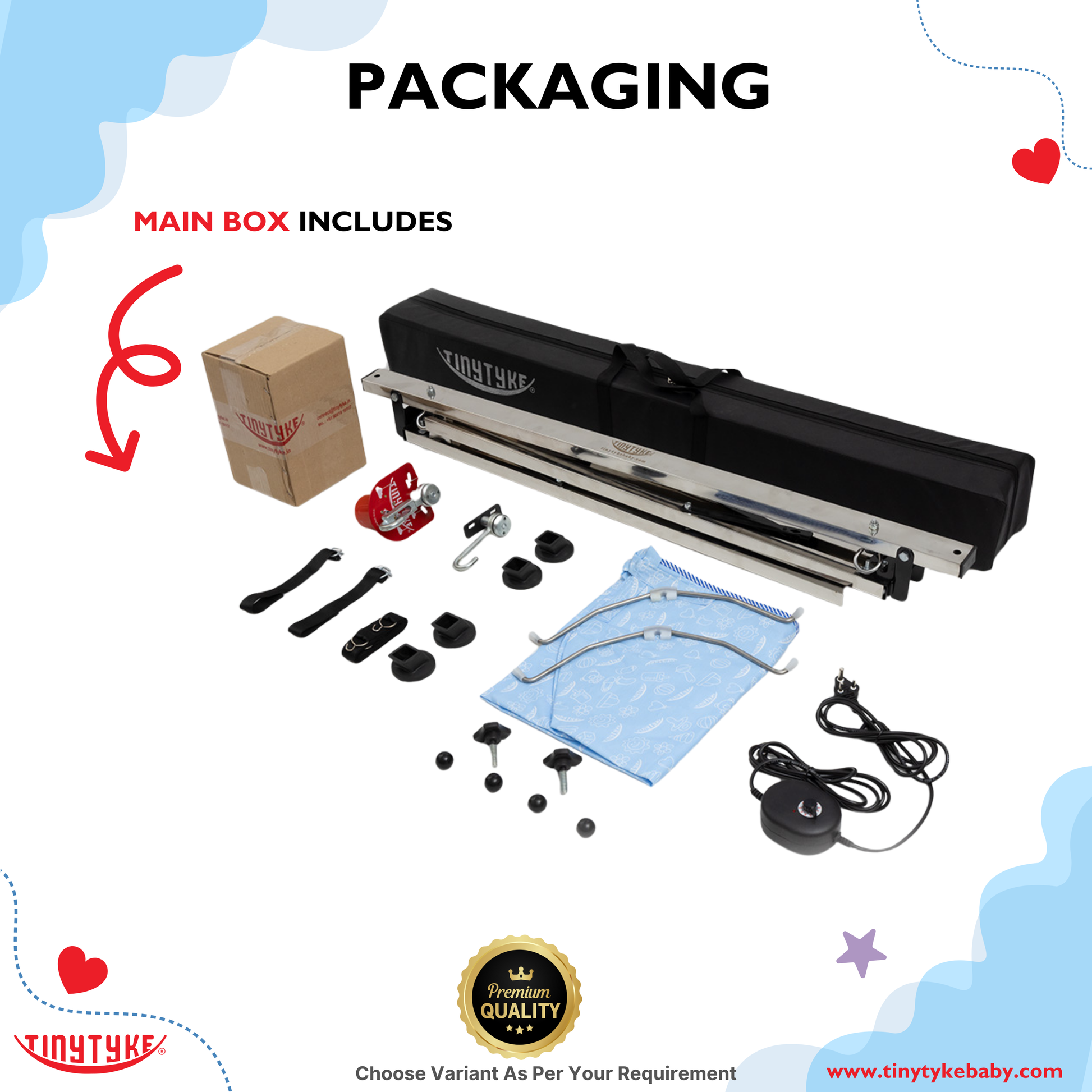 TinyTyke- Automatic Baby Cradle Square Pipe - Semi Foldable