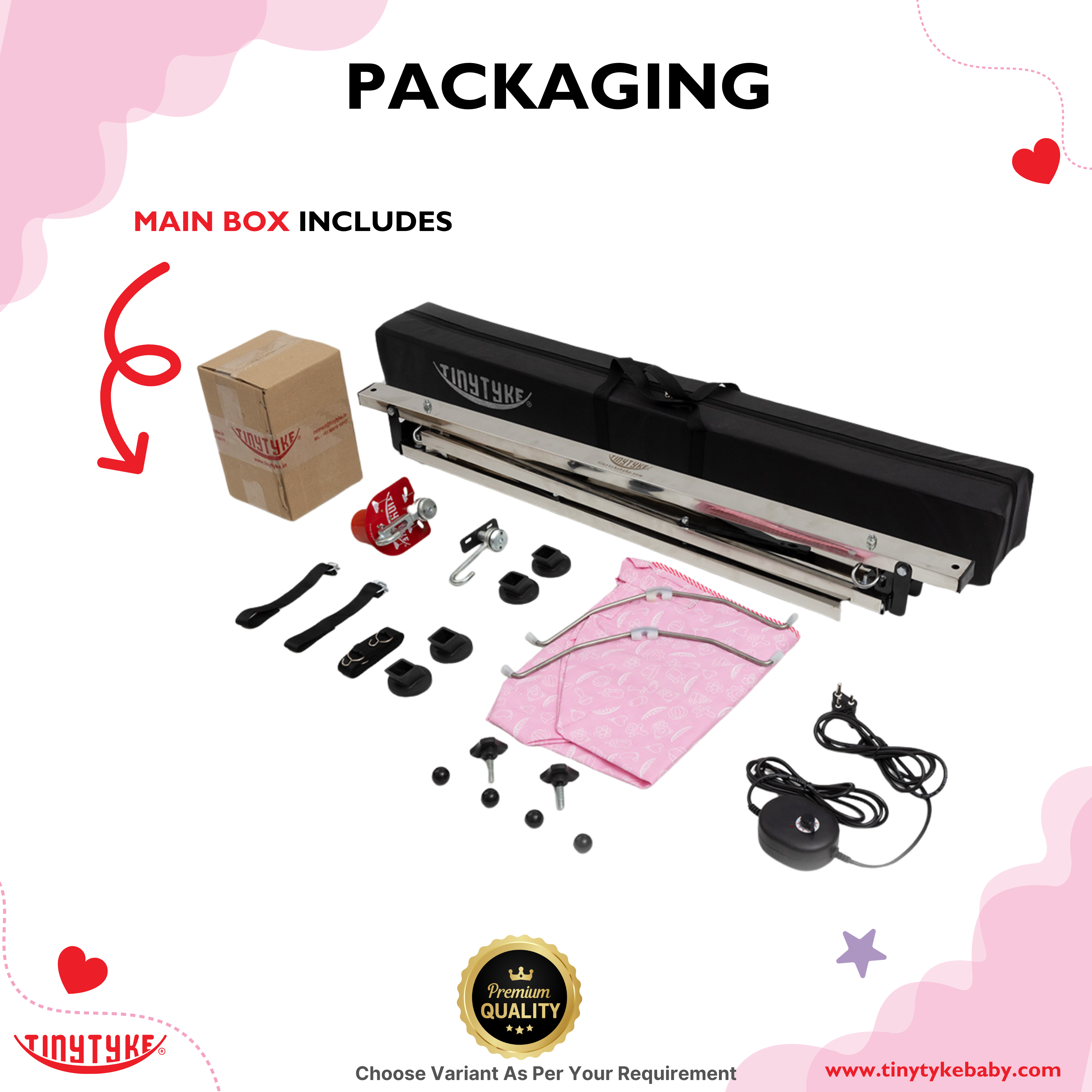 TinyTyke- Automatic Baby Cradle Square Pipe - Semi Foldable