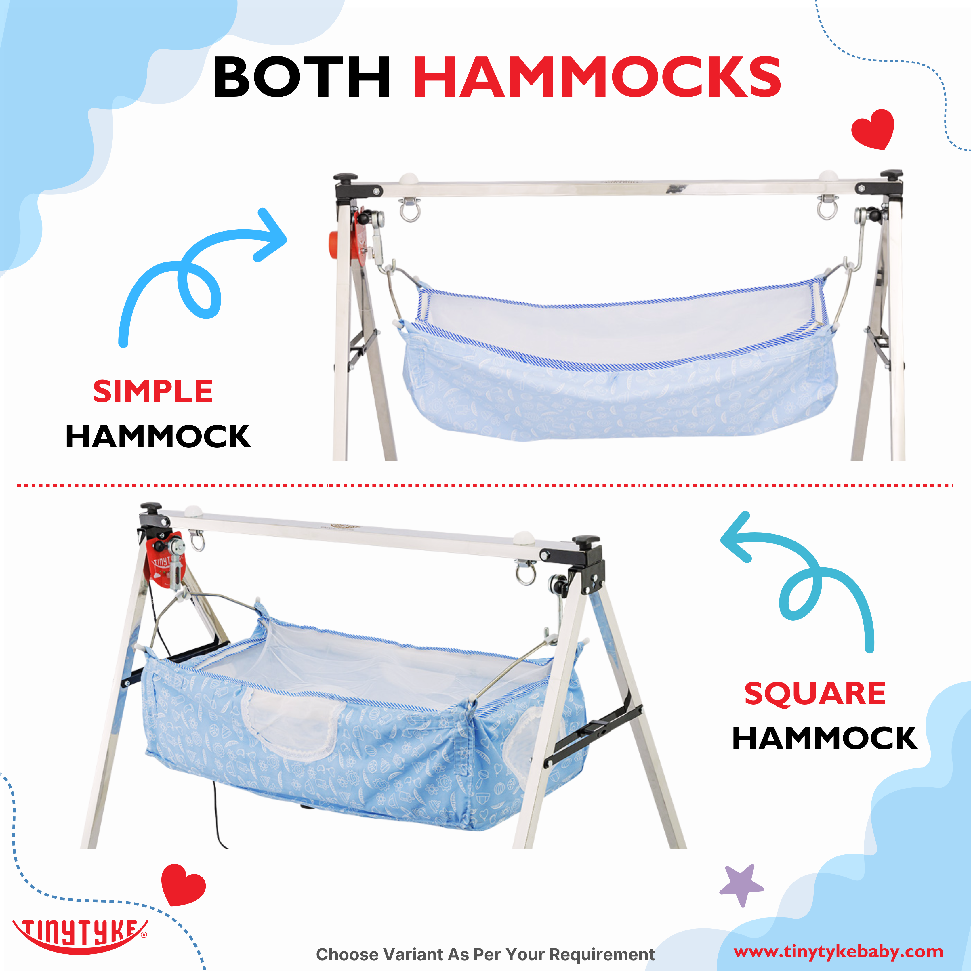 TinyTyke- Automatic Baby Cradle Square Pipe - Semi Foldable