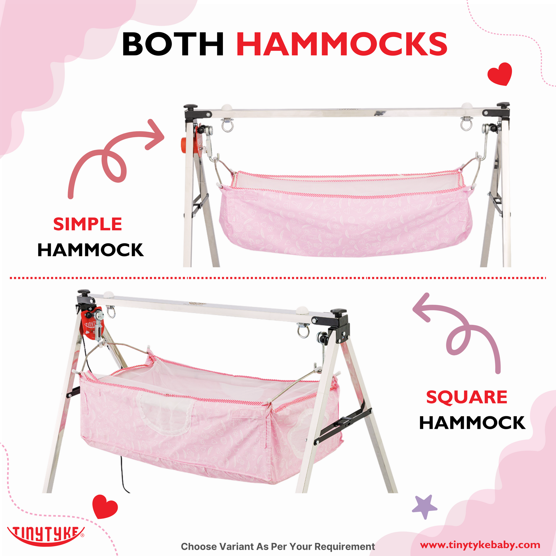 TinyTyke- Automatic Baby Cradle Square Pipe - Semi Foldable