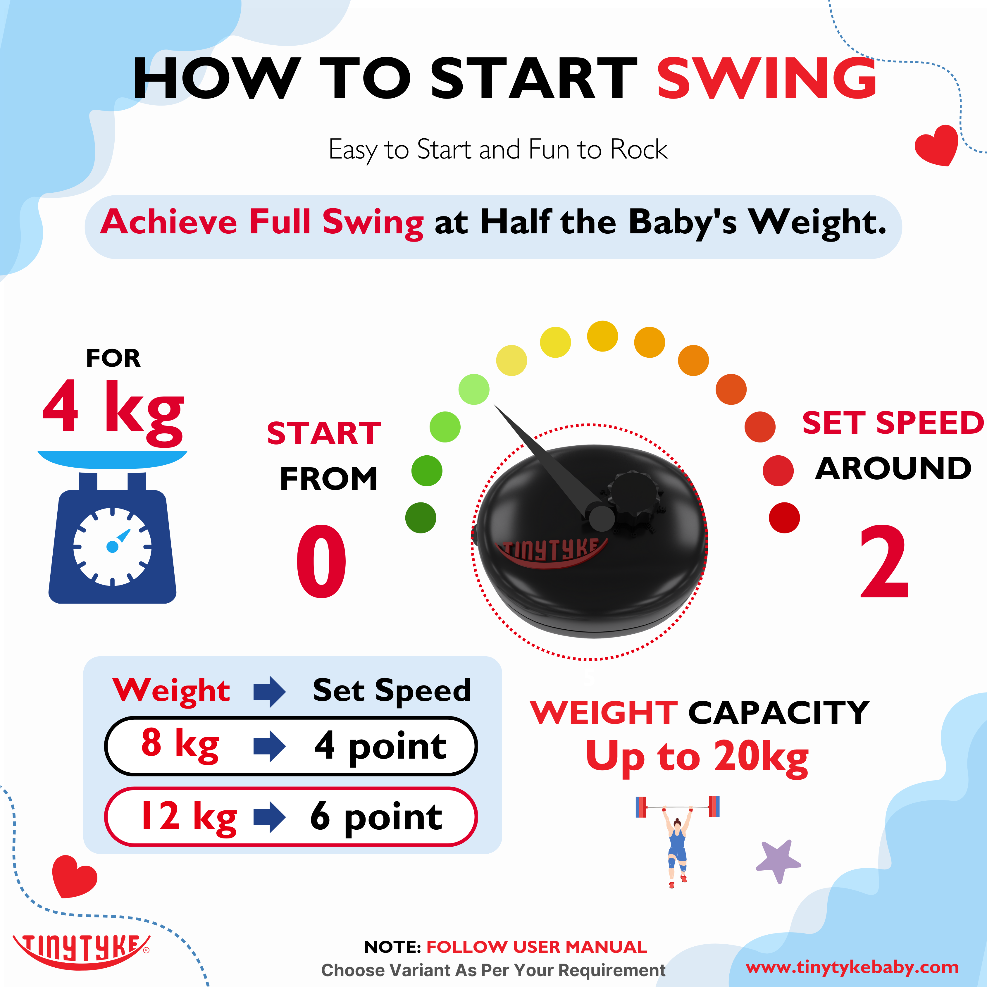 TinyTyke- Automatic Baby Cradle Square Pipe - Semi Foldable