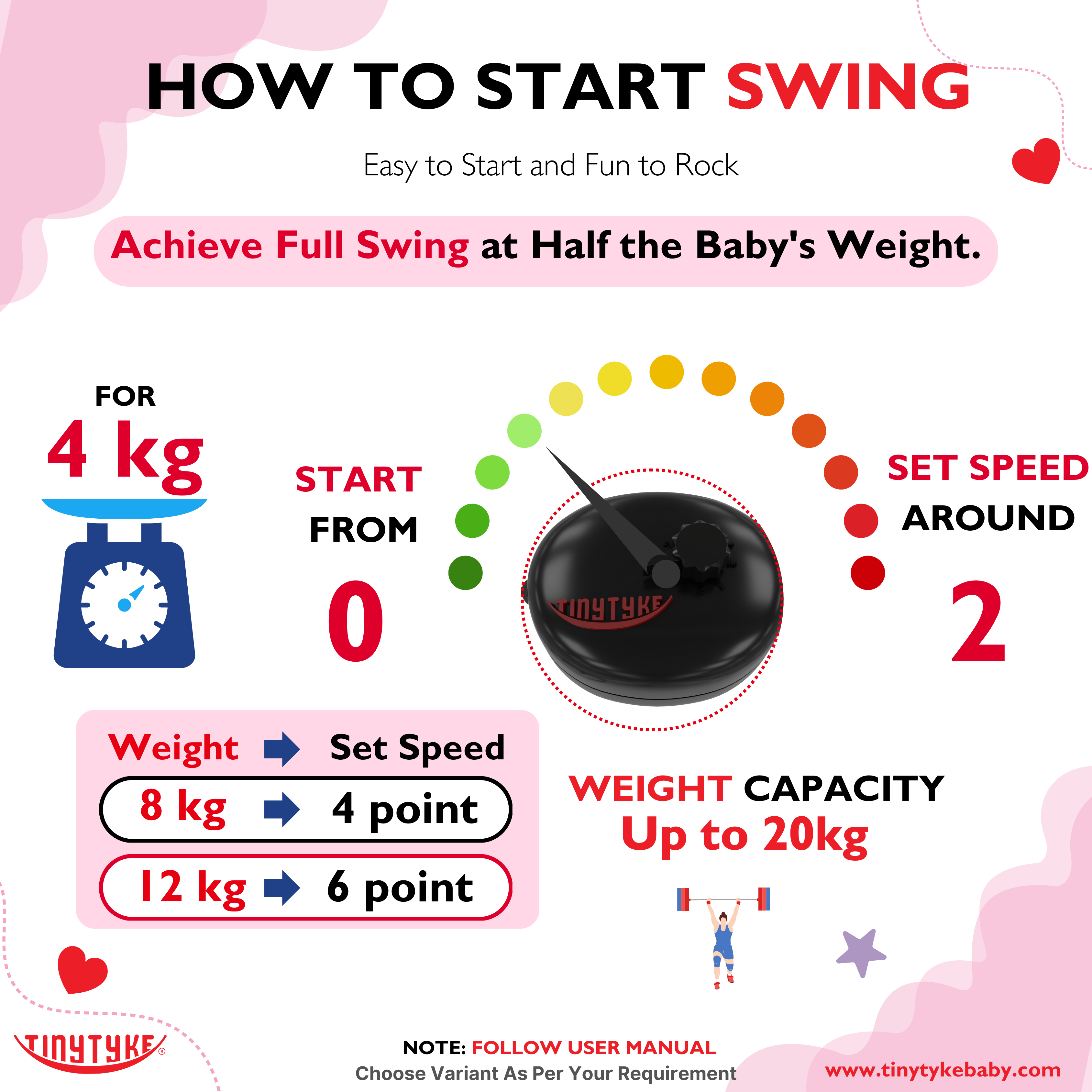 TinyTyke- Automatic Baby Cradle Square Pipe - Semi Foldable