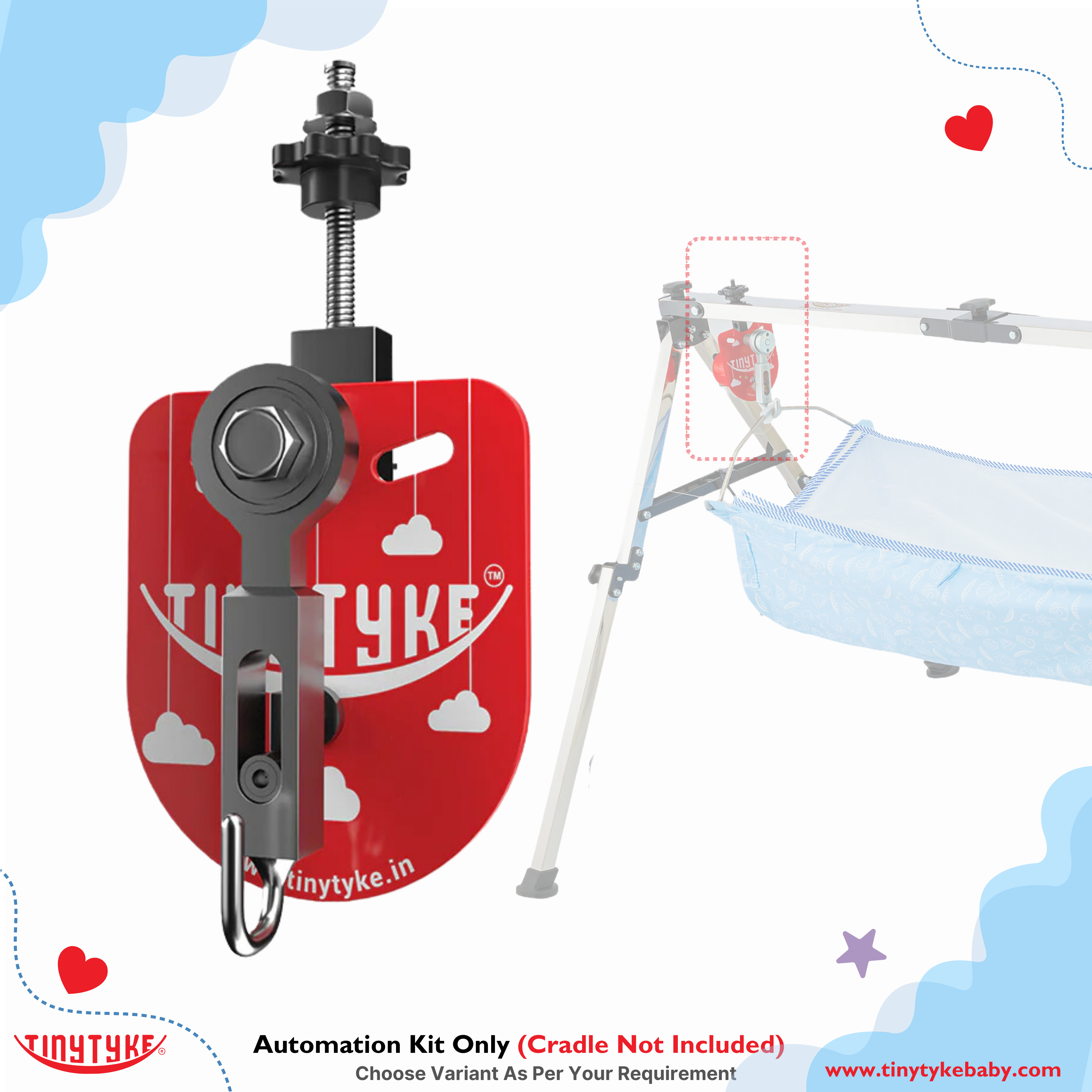 TinyTyke- Baby Cradle Automation Kit (For Manual Baby Cradle/ Cradle Not Included)