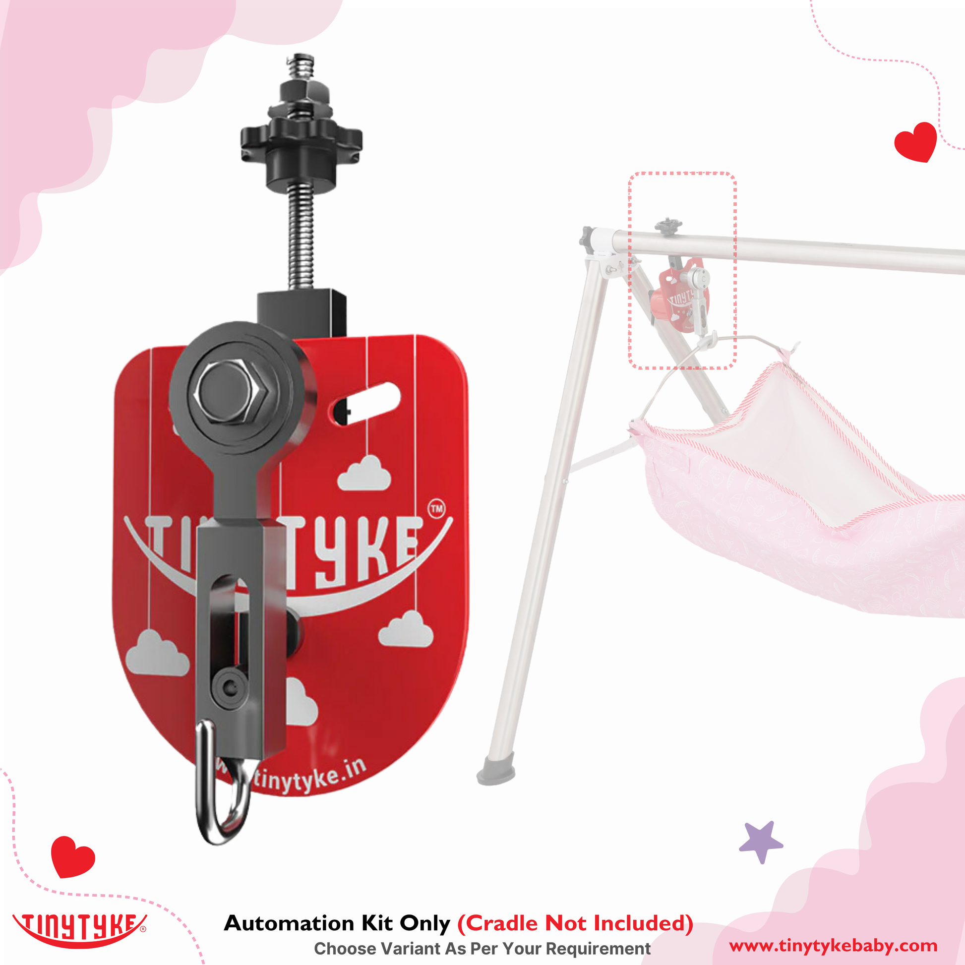 TinyTyke- Baby Cradle Automation Kit (For Manual Baby Cradle/ Cradle Not Included)