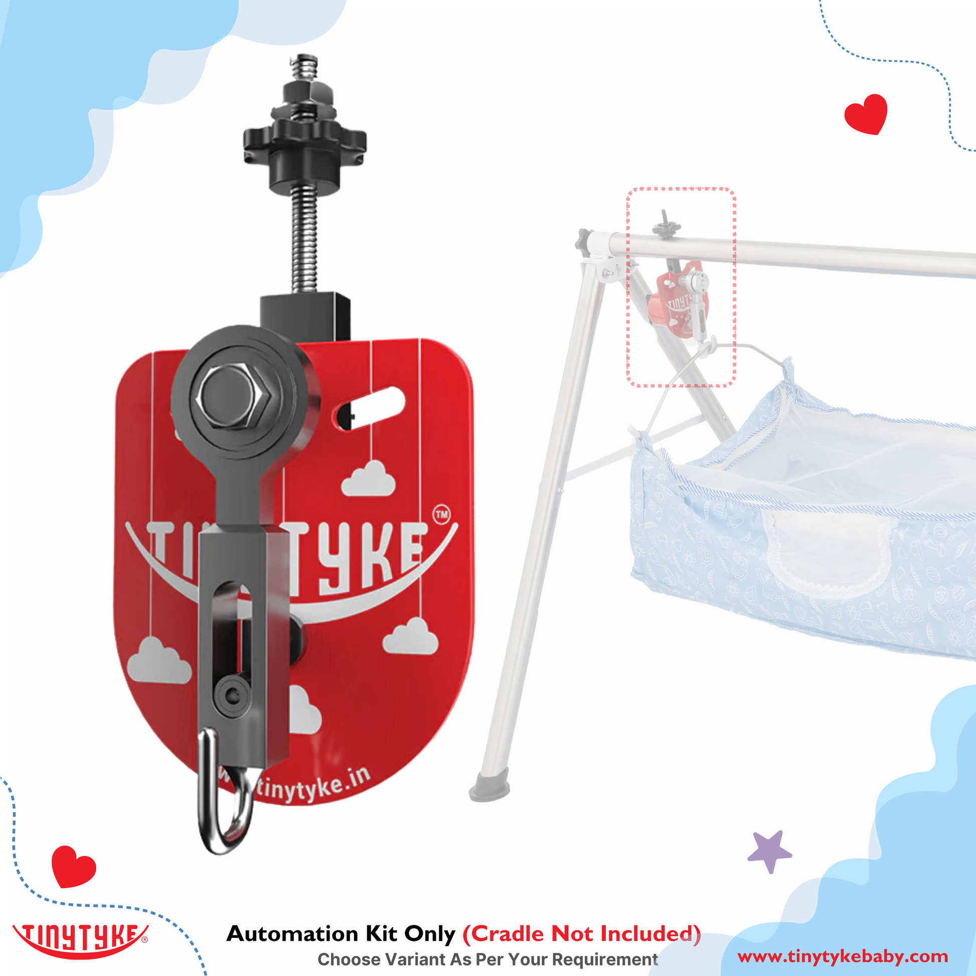 TinyTyke- Baby Cradle Automation Kit (For Manual Baby Cradle/ Cradle Not Included)