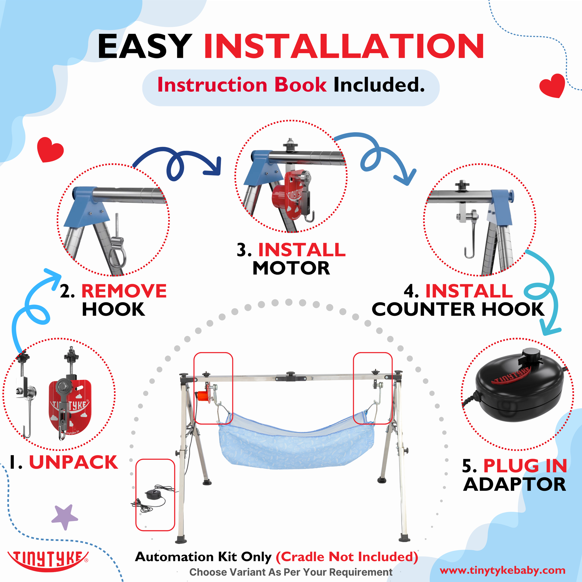 TinyTyke- Baby Cradle Automation Kit (For Manual Baby Cradle/ Cradle Not Included)