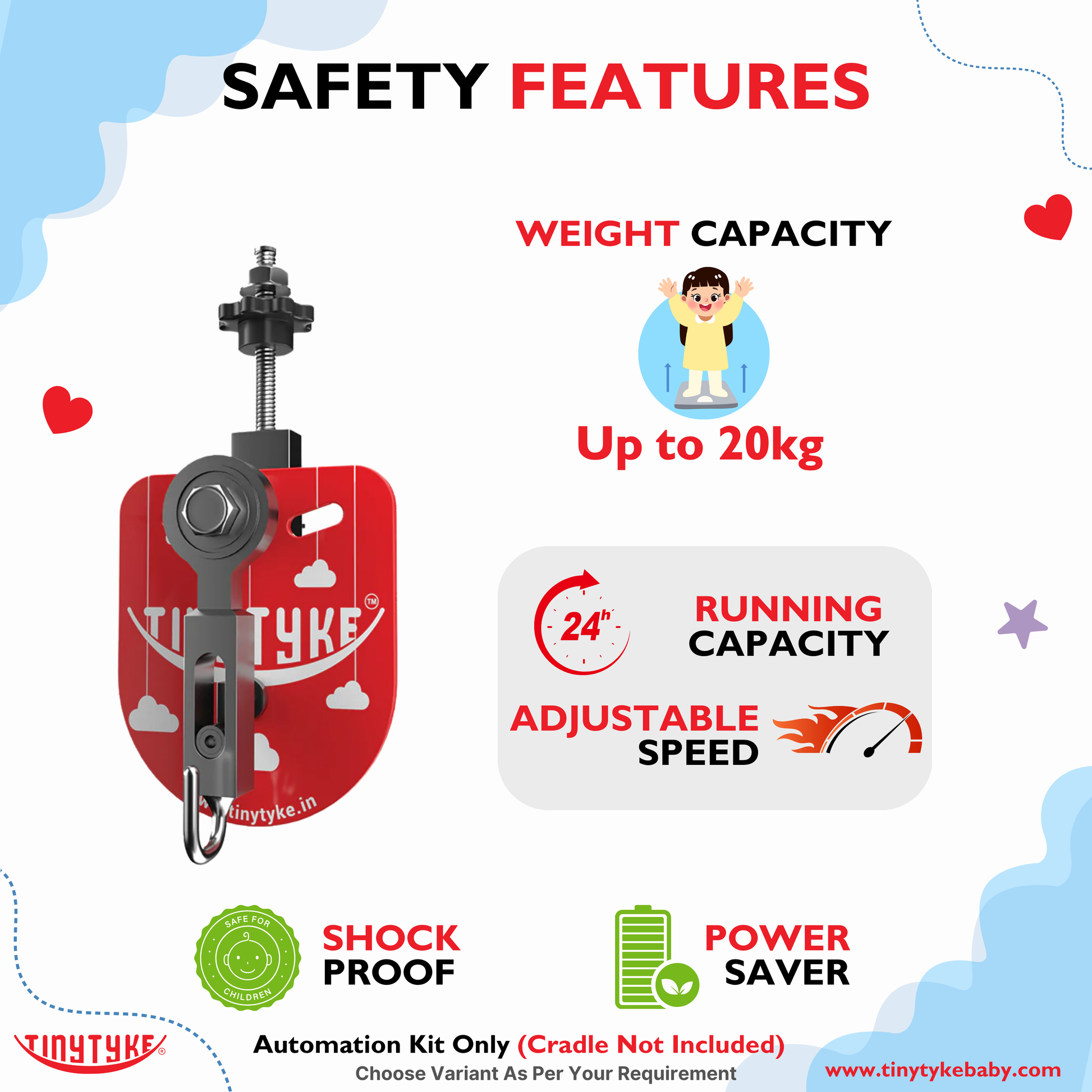 TinyTyke- Baby Cradle Automation Kit (For Manual Baby Cradle/ Cradle Not Included)