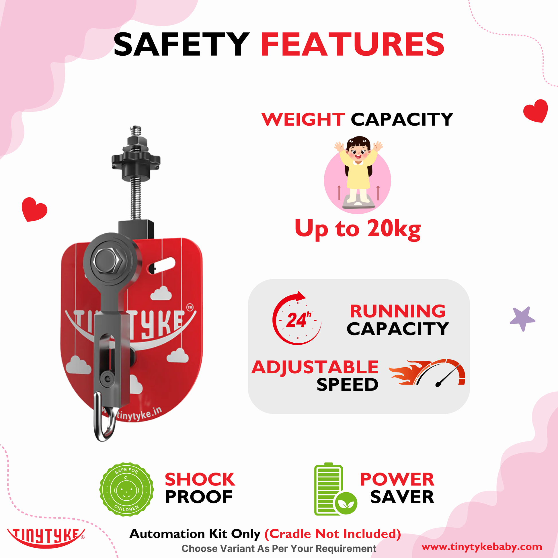 TinyTyke- Baby Cradle Automation Kit (For Manual Baby Cradle/ Cradle Not Included)