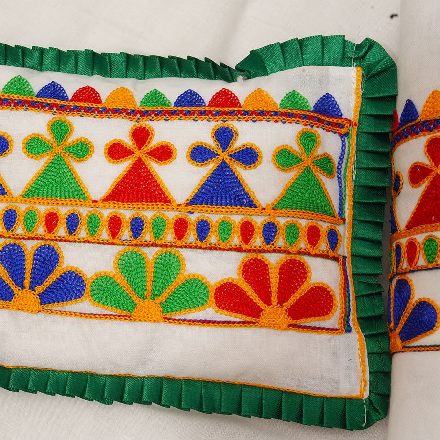 TinyTreasure Embroidered Mattress- Green Borders