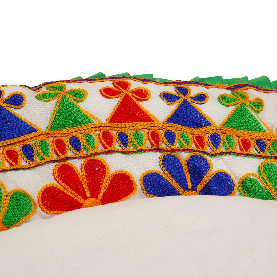 TinyTreasure Embroidered Mattress- Green Borders