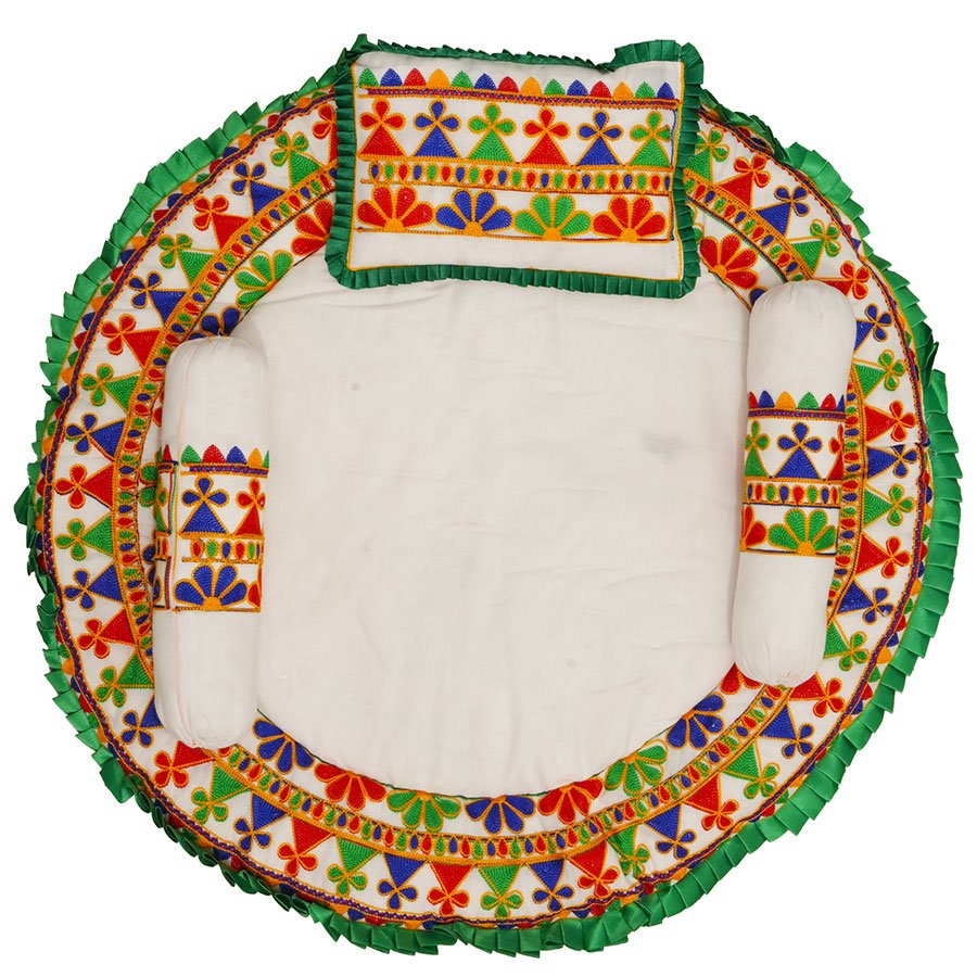 TinyTreasure Embroidered Mattress- Green Borders