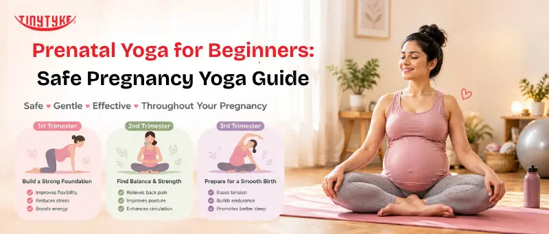 Pregnant woman practicing gentle prenatal yoga with safe modified poses for pregnancy