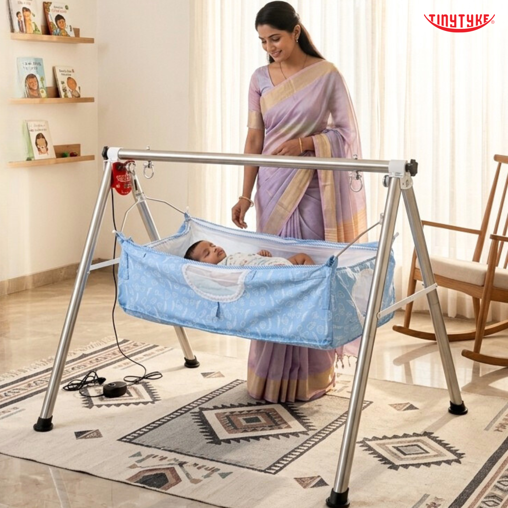 TinyTyke- Automatic Baby Cradle Round Pipe - Fully Foldable