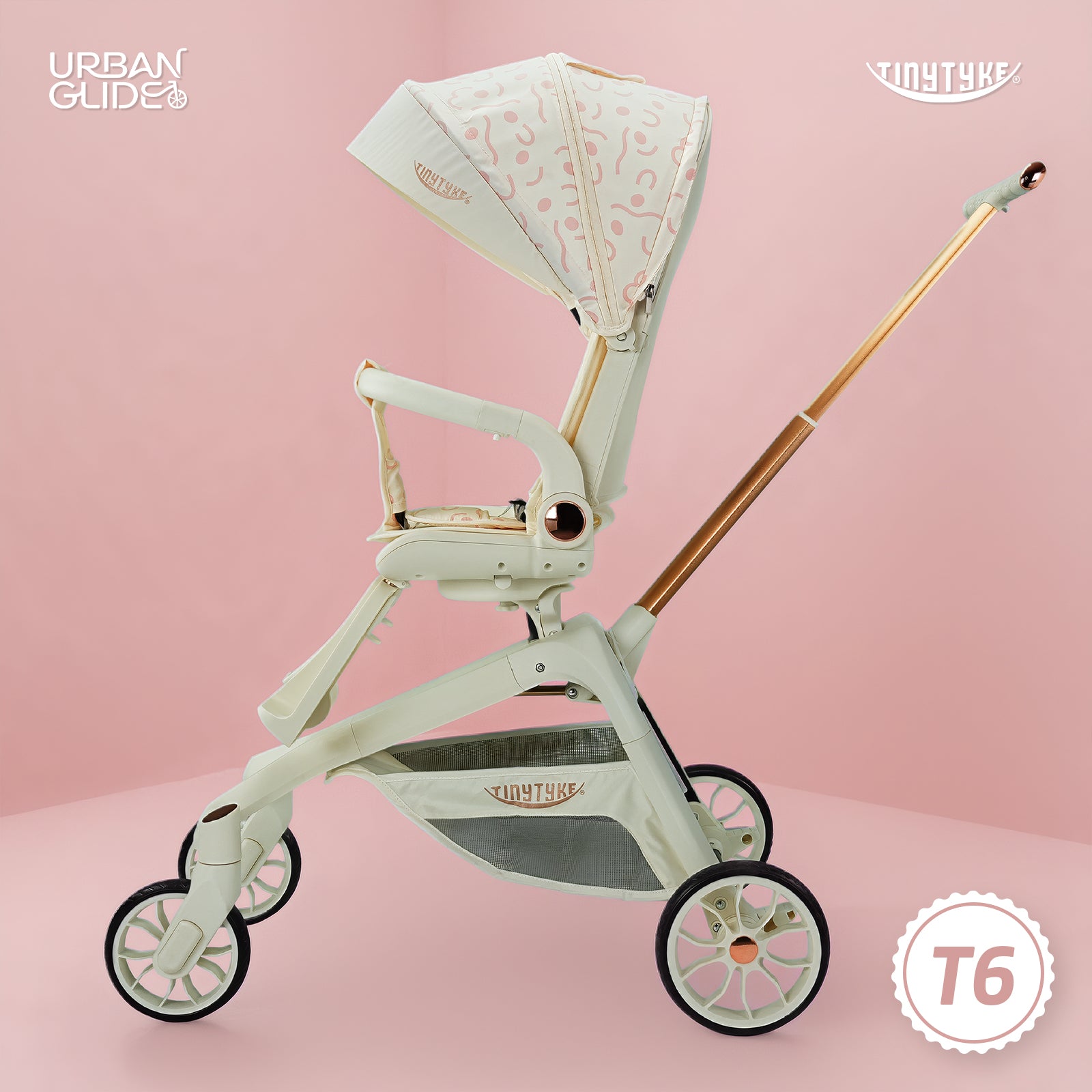 TinyTyke Urban Glide (T6) Luxury Stroller with Parent-Facing and Forward-Facing Reversible Seat | Newborn Ready with 3-Position Recline and One-touch Fold (0-40 Months)