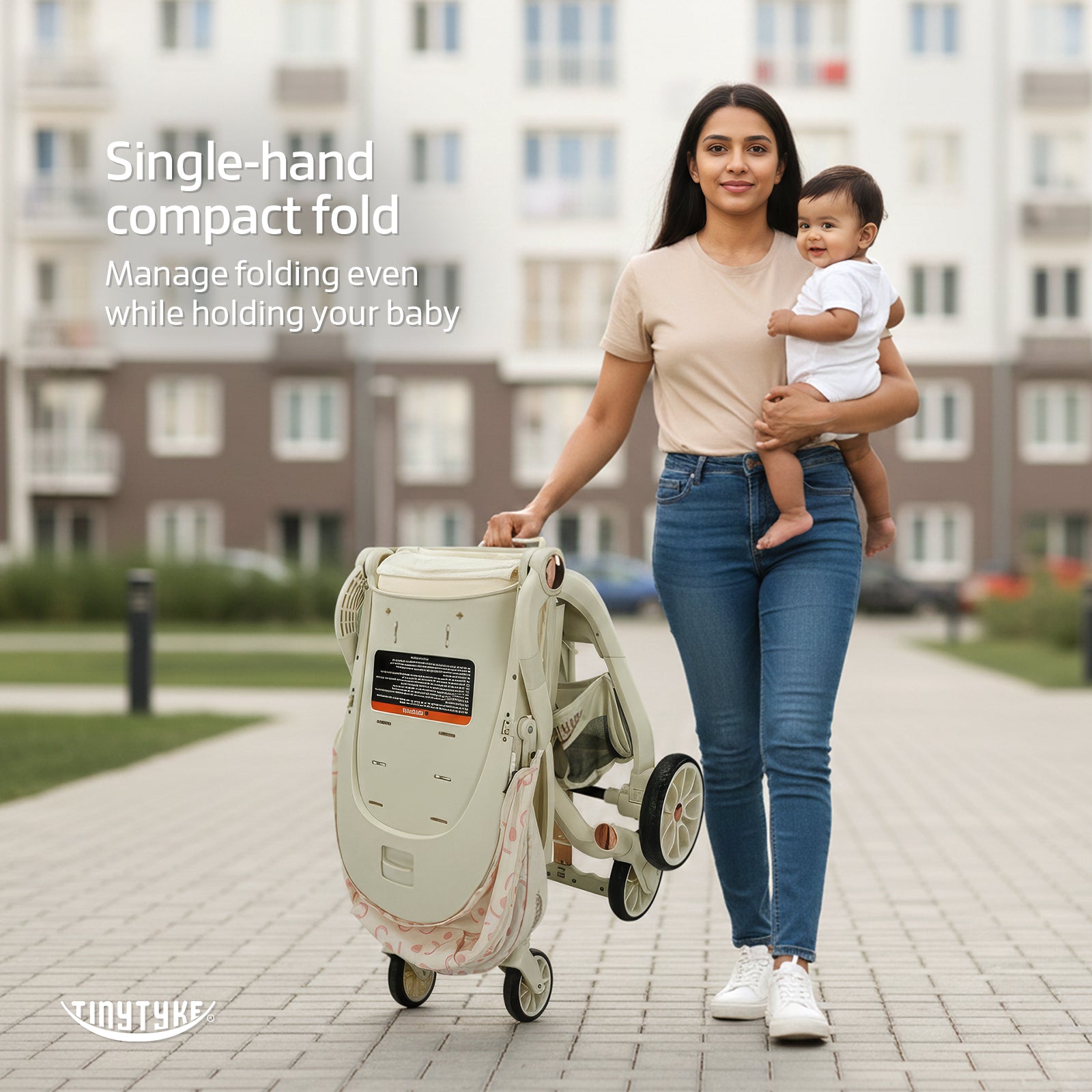 TinyTyke Urban Glide (T6) Luxury Stroller with Parent-Facing and Forward-Facing Reversible Seat | Newborn Ready with 3-Position Recline and One-touch Fold (0-40 Months)