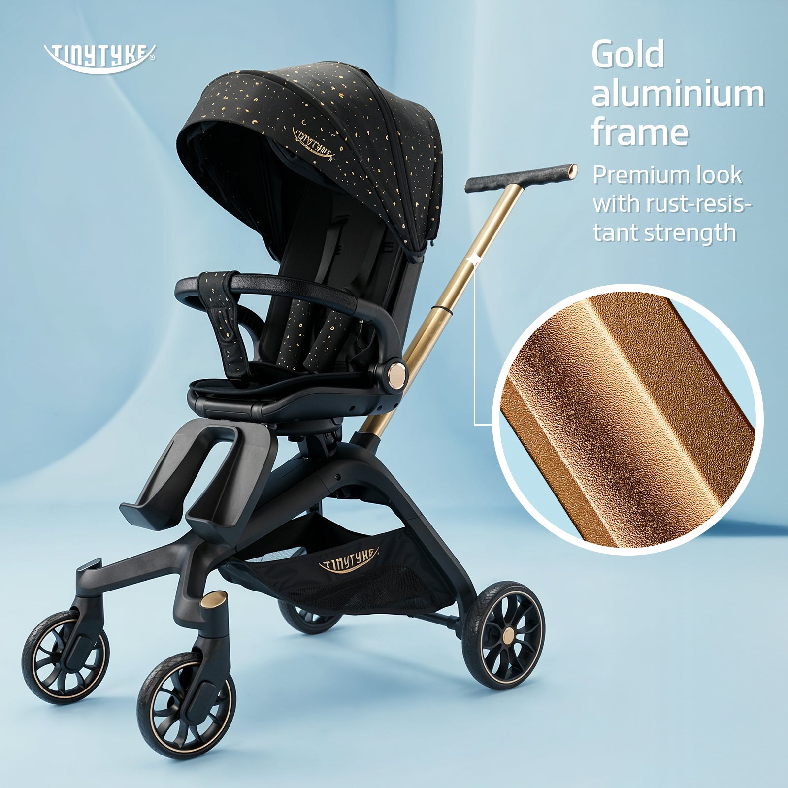 TinyTyke Urban Glide (T6) Luxury Stroller with Parent-Facing and Forward-Facing Reversible Seat | Newborn Ready with 3-Position Recline and One-touch Fold (0-40 Months)