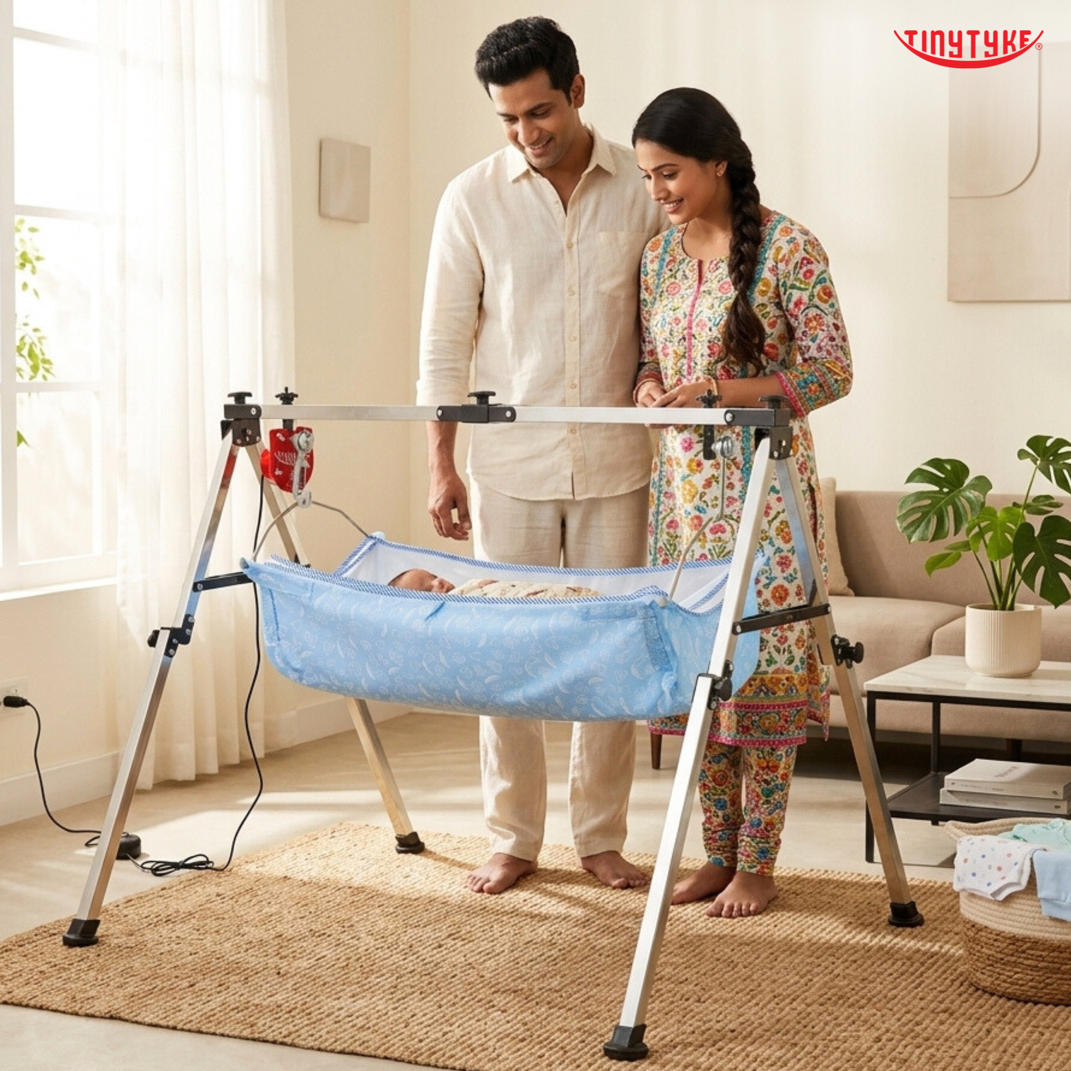 TinyTyke- Automatic Baby Cradle Square Pipe - Fully Foldable