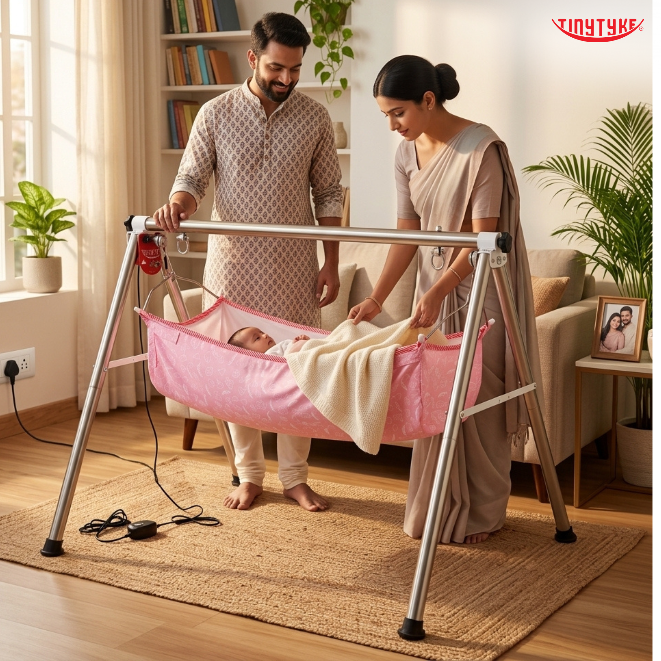 TinyTyke- Automatic Baby Cradle Round Pipe - Fully Foldable