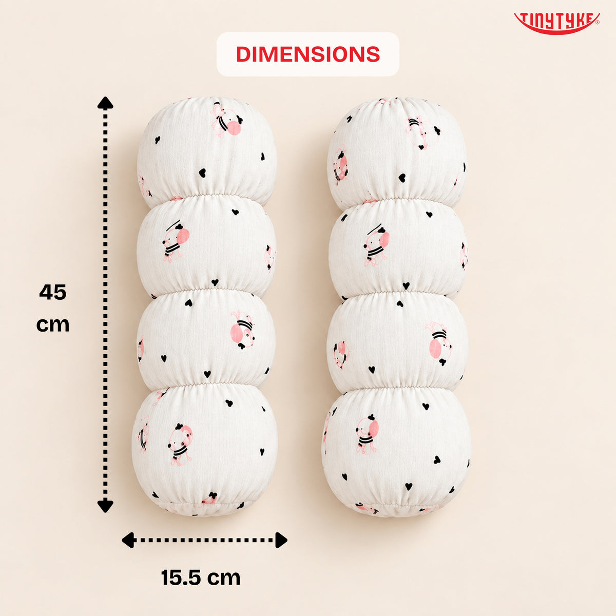TinyTyke- Premium Muslin Baby Side Bolster Pillow Set (Pack of 2)