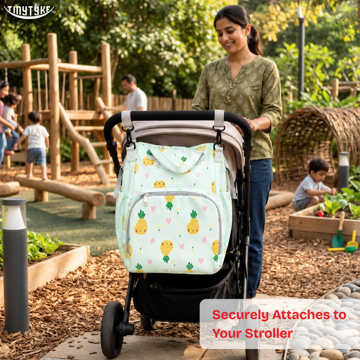 TinyTyke- Smart Organizer Baby Diaper Backpack Bag | Insulated Bottle Pockets