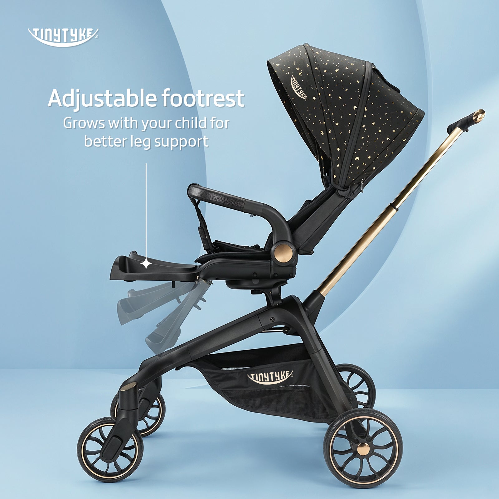 TinyTyke Urban Glide (T6) Luxury Stroller with Parent-Facing and Forward-Facing Reversible Seat | Newborn Ready with 3-Position Recline and One-touch Fold (0-40 Months)