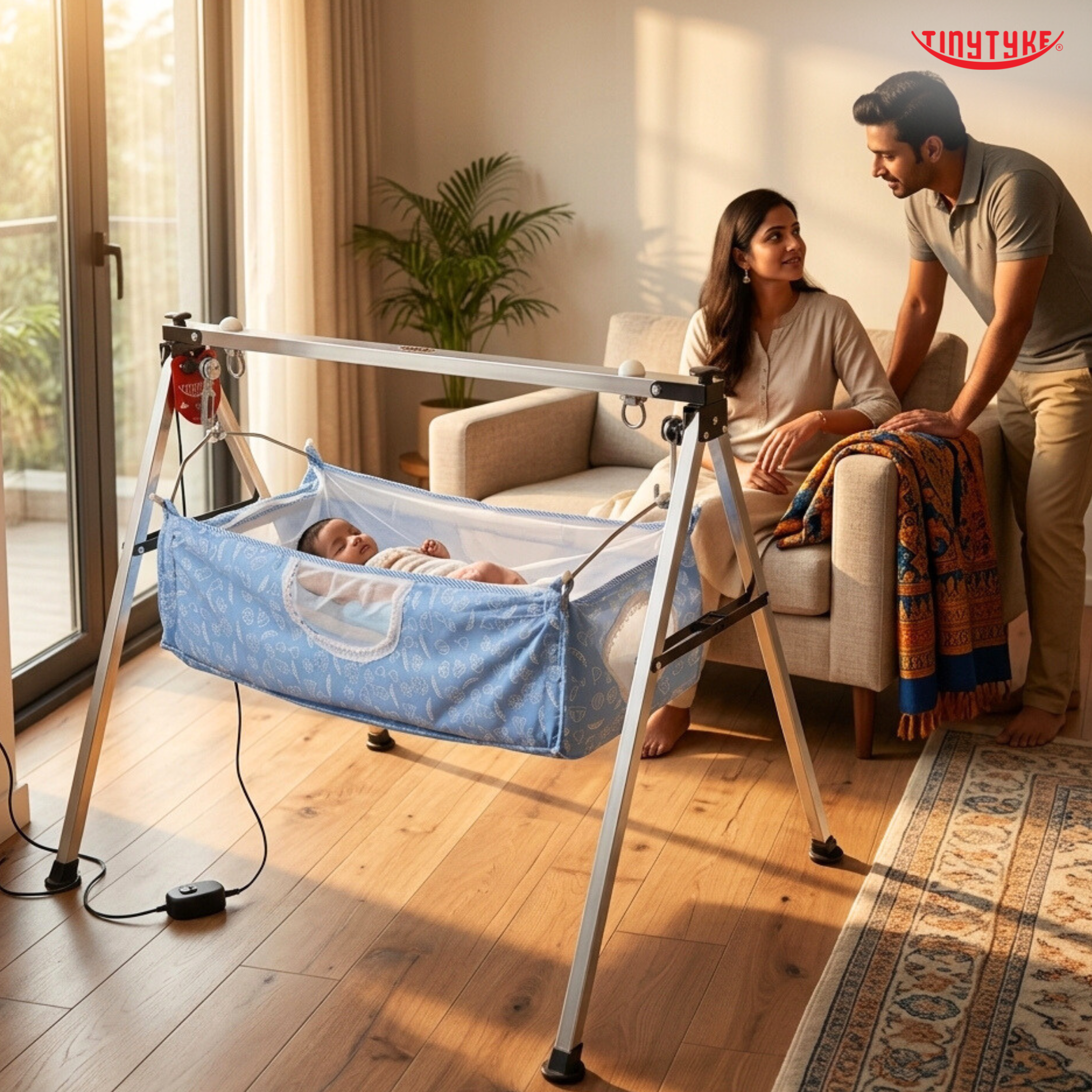 TinyTyke- Automatic Baby Cradle Square Pipe - Semi Foldable