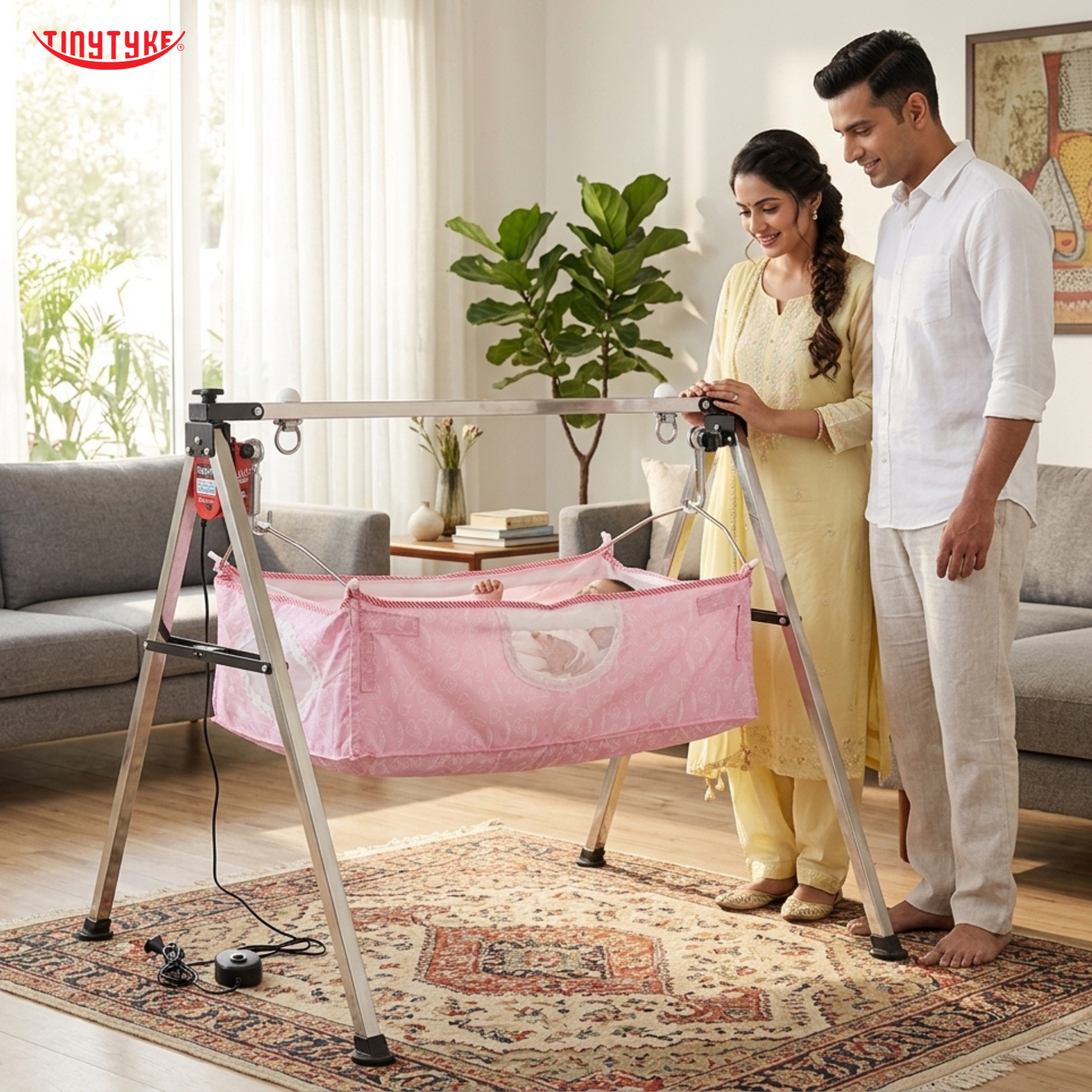 TinyTyke- Automatic Baby Cradle Square Pipe - Semi Foldable