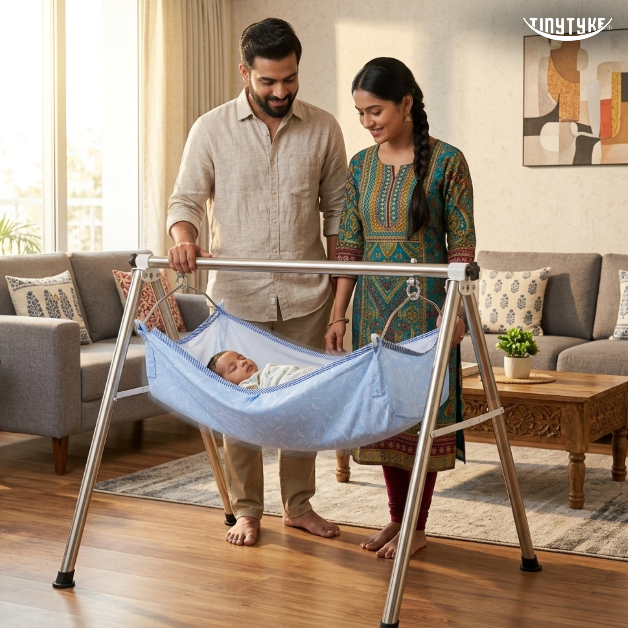TinyTyke- Manual Baby Cradle Round Pipe - Fully Foldable