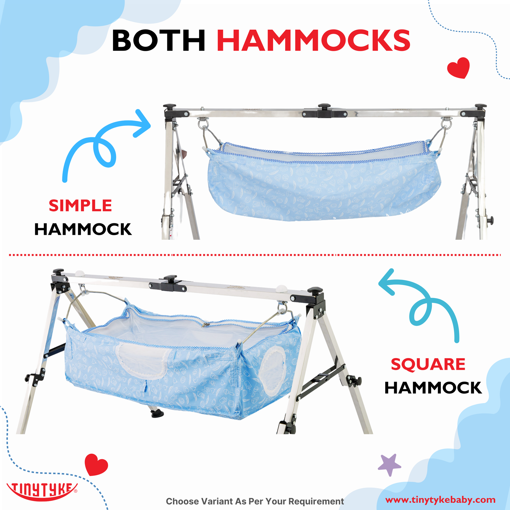 TinyTyke- Manual Baby Cradle Square Pipe Fully Foldable
