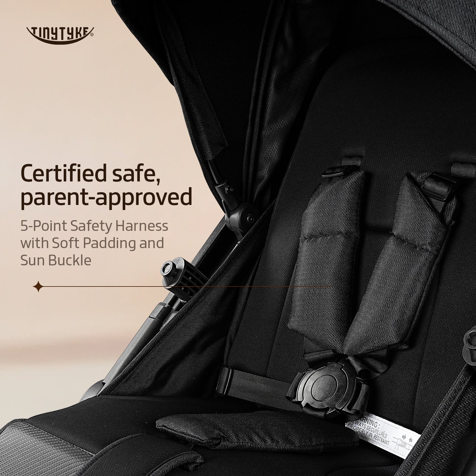 TinyTyke Urban Glide (T9) Premium Reversible Handle Stroller | Shock Absorption, Multiple Recline, One-Touch Fold, Leather & Linen Finish (0-40 Months)