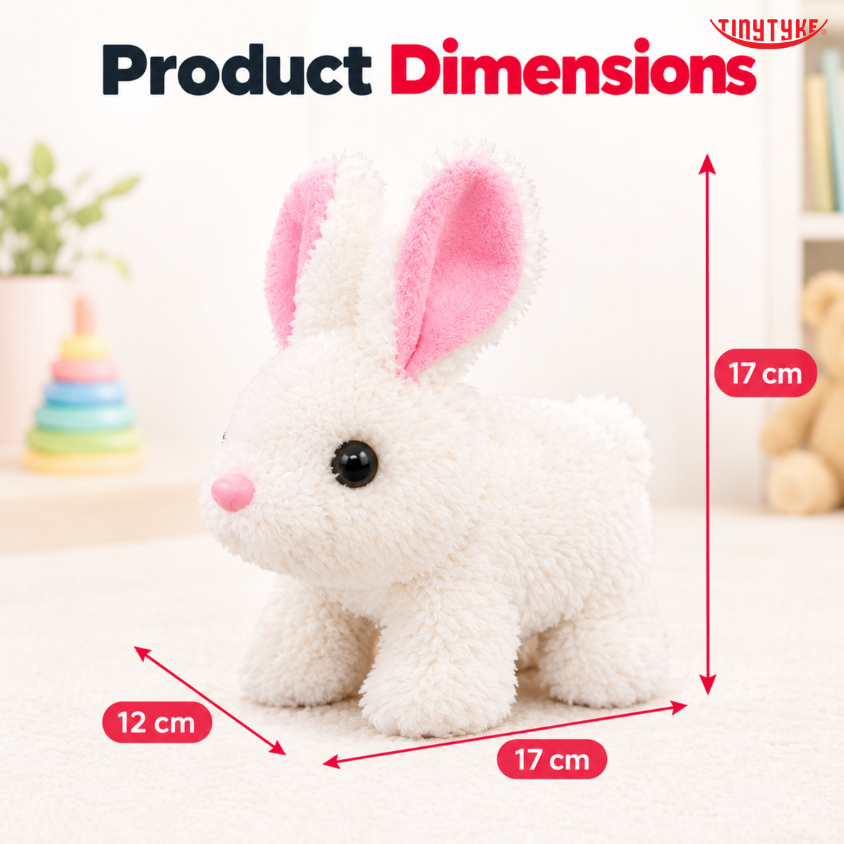 TinyTyke- Hopping Bunny With Sound Plush Toy | Battery Operated Walking Rabbit (With Battery)