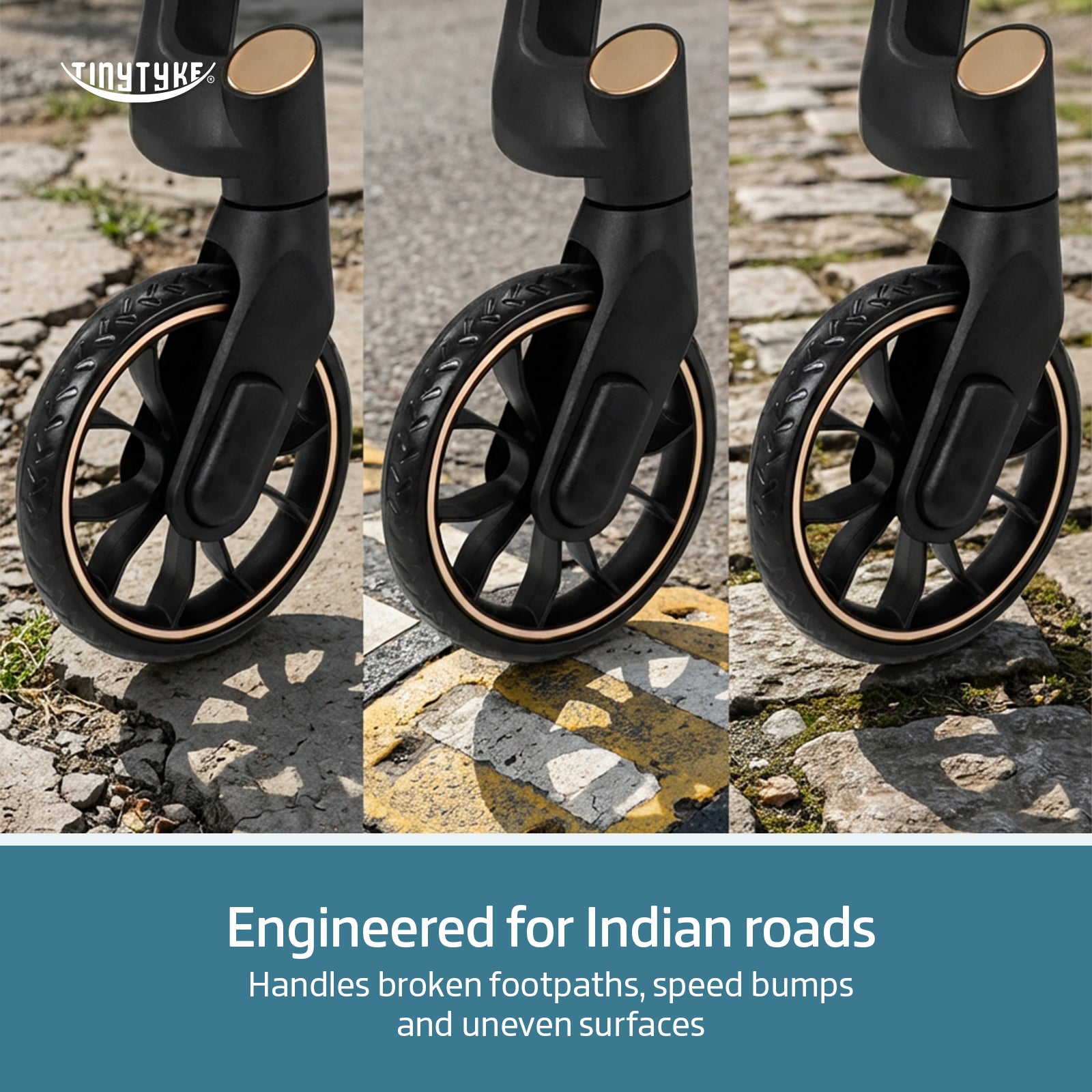 TinyTyke Urban Glide (T6) Luxury Stroller with Parent-Facing and Forward-Facing Reversible Seat | Newborn Ready with 3-Position Recline and One-touch Fold (0-40 Months)