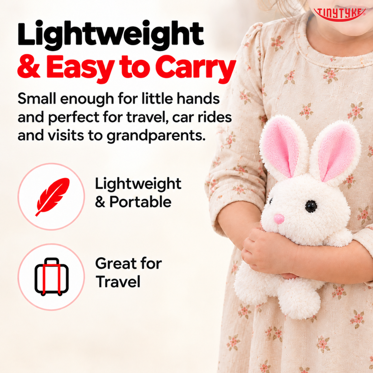 TinyTyke- Hopping Bunny With Sound Plush Toy | Battery Operated Walking Rabbit (With Battery)