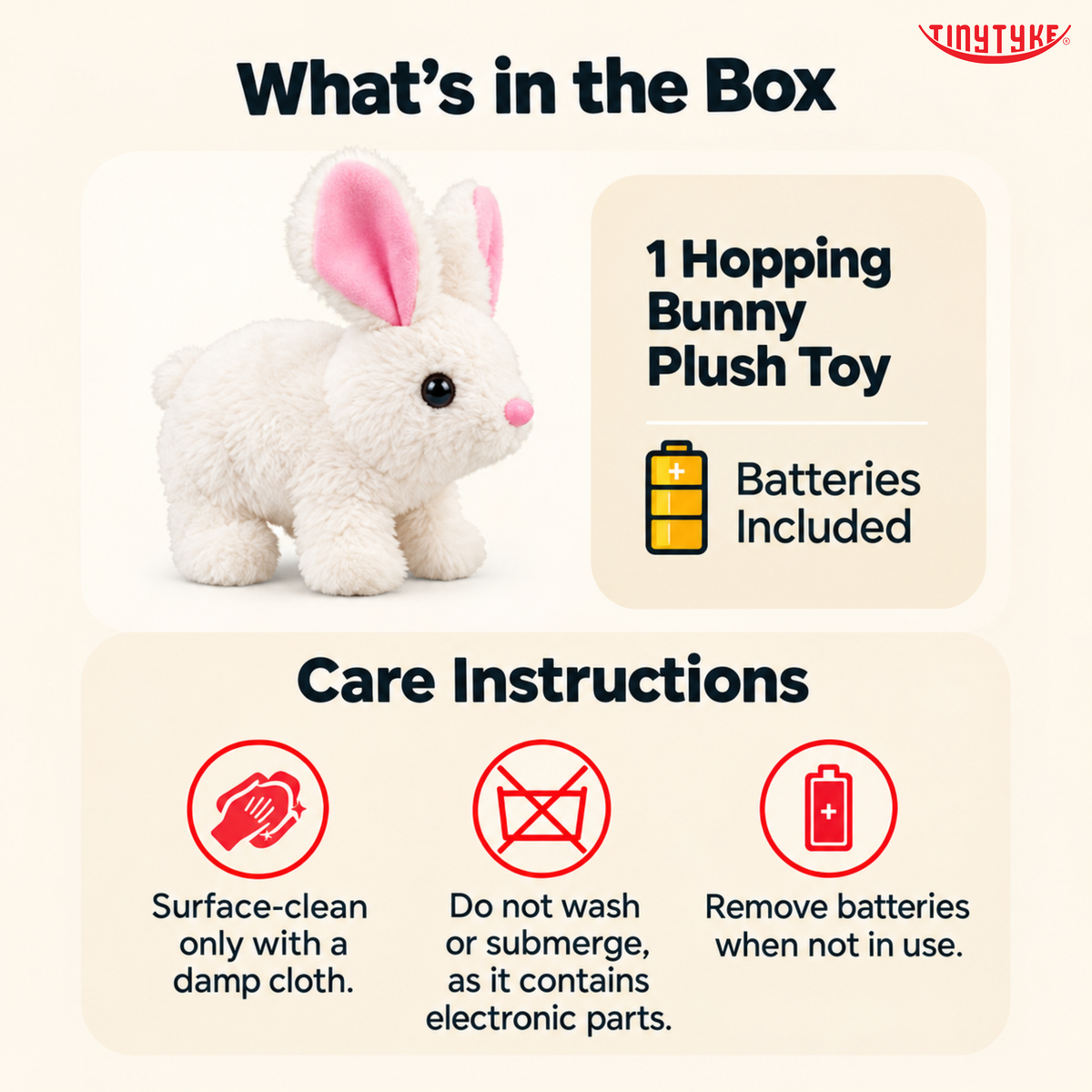 TinyTyke- Hopping Bunny With Sound Plush Toy | Battery Operated Walking Rabbit (With Battery)