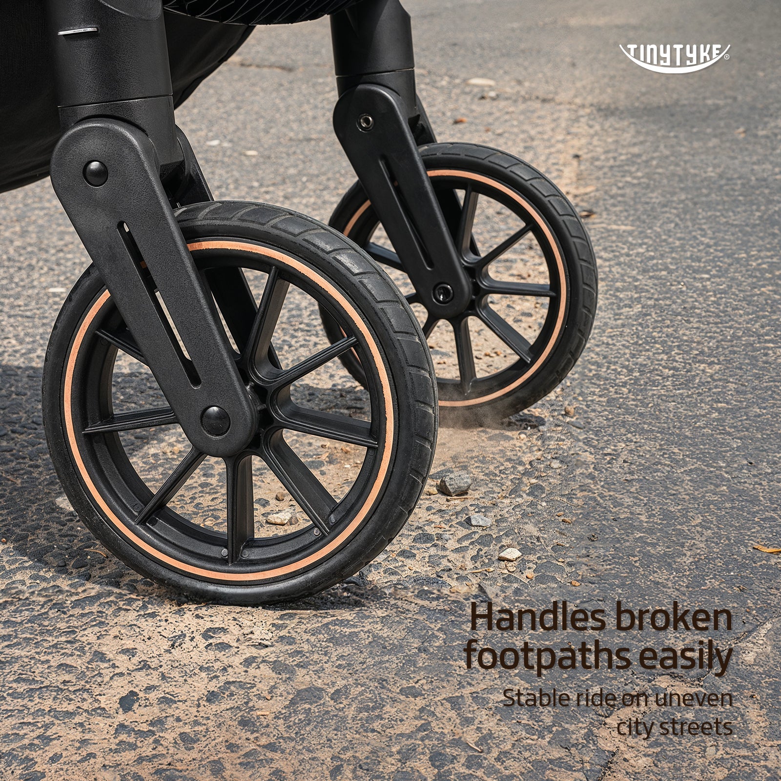 TinyTyke Urban Glide (T7) Two Essentials, One Purchase | Travel System Stroller with Car Seat (Optional) & Reversible Seating | 3-Position Recline and One-touch Fold (0-40 Months)