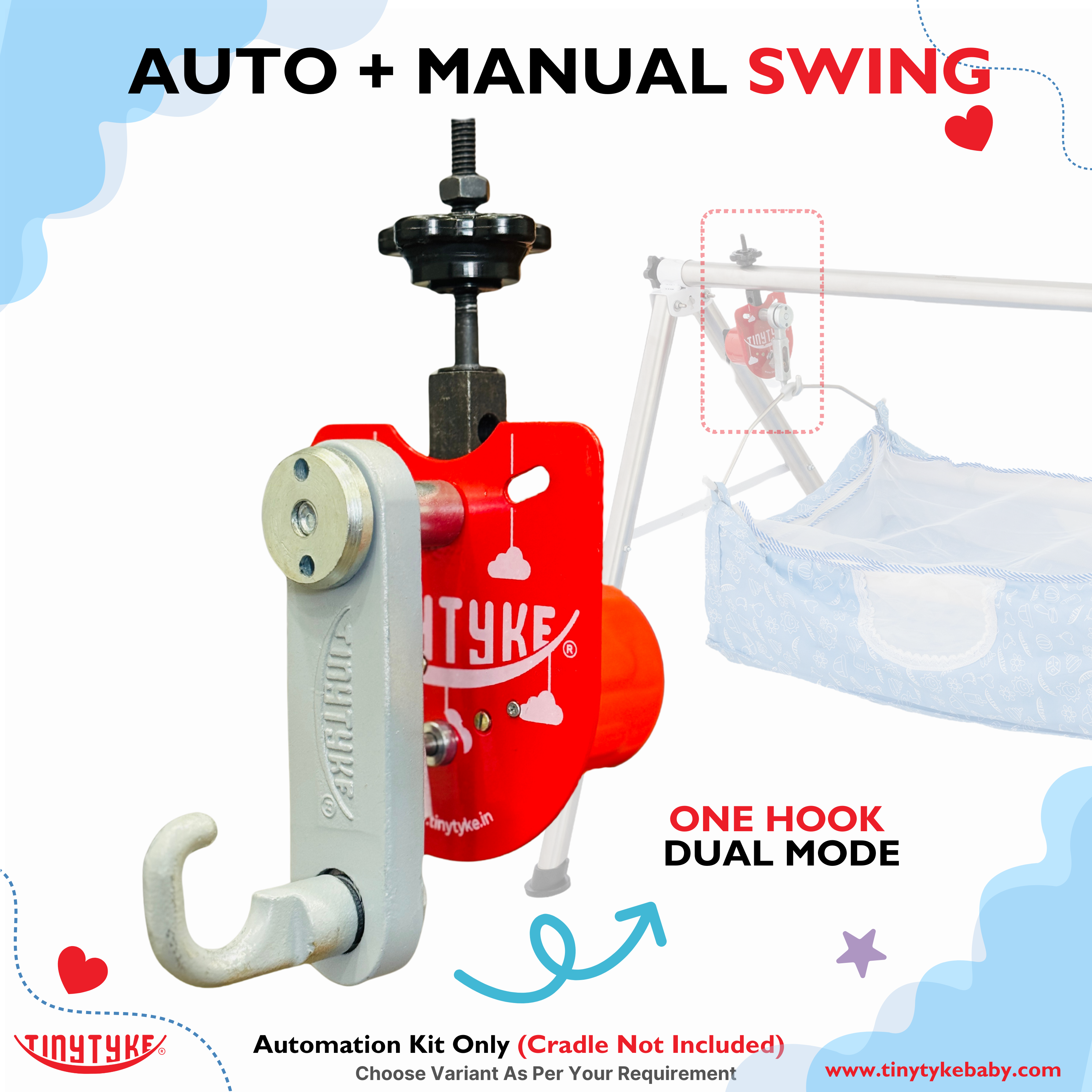TinyTyke- Baby Cradle Automation Kit (For Manual Baby Cradle/ Cradle Not Included)