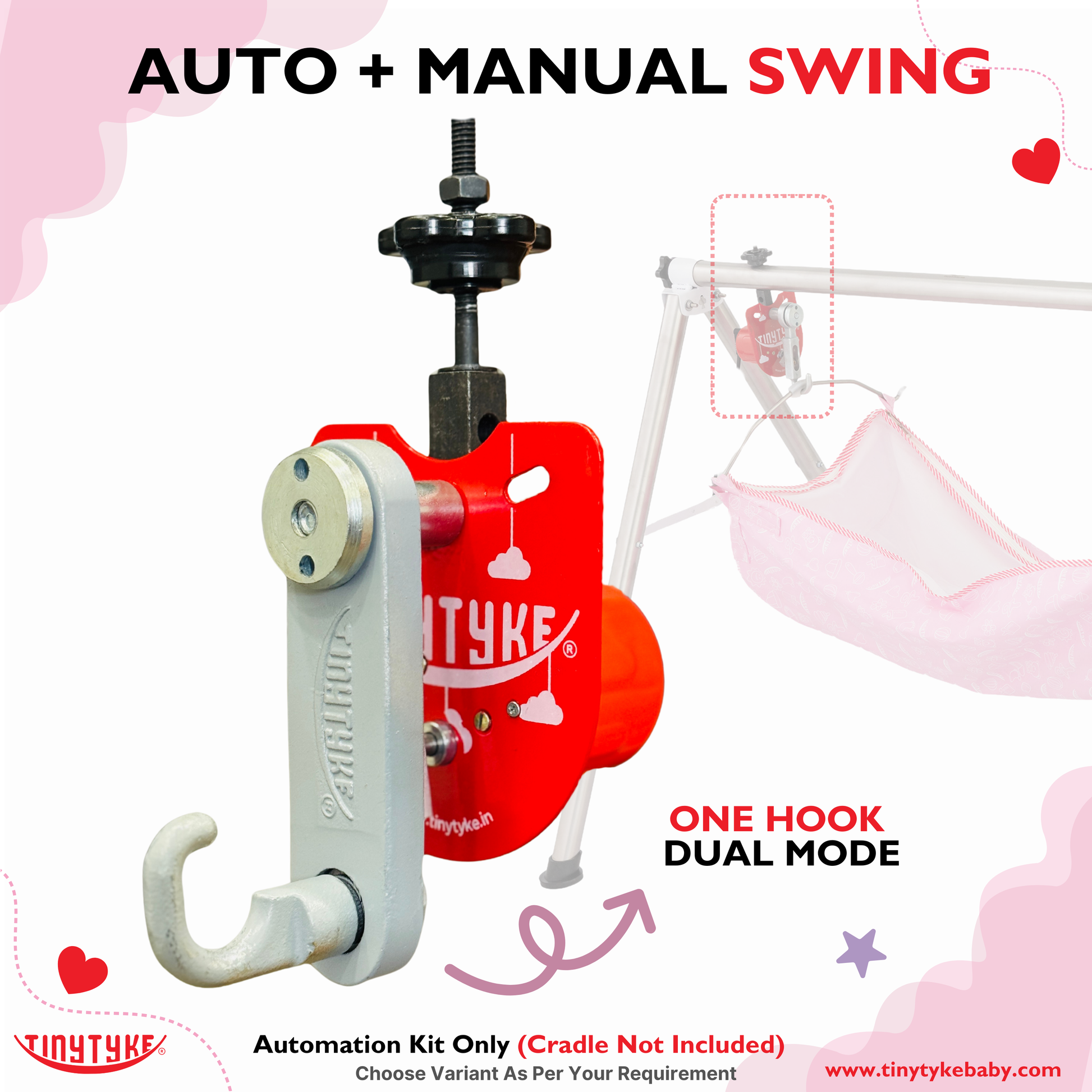 TinyTyke- Baby Cradle Automation Kit (For Manual Baby Cradle/ Cradle Not Included)