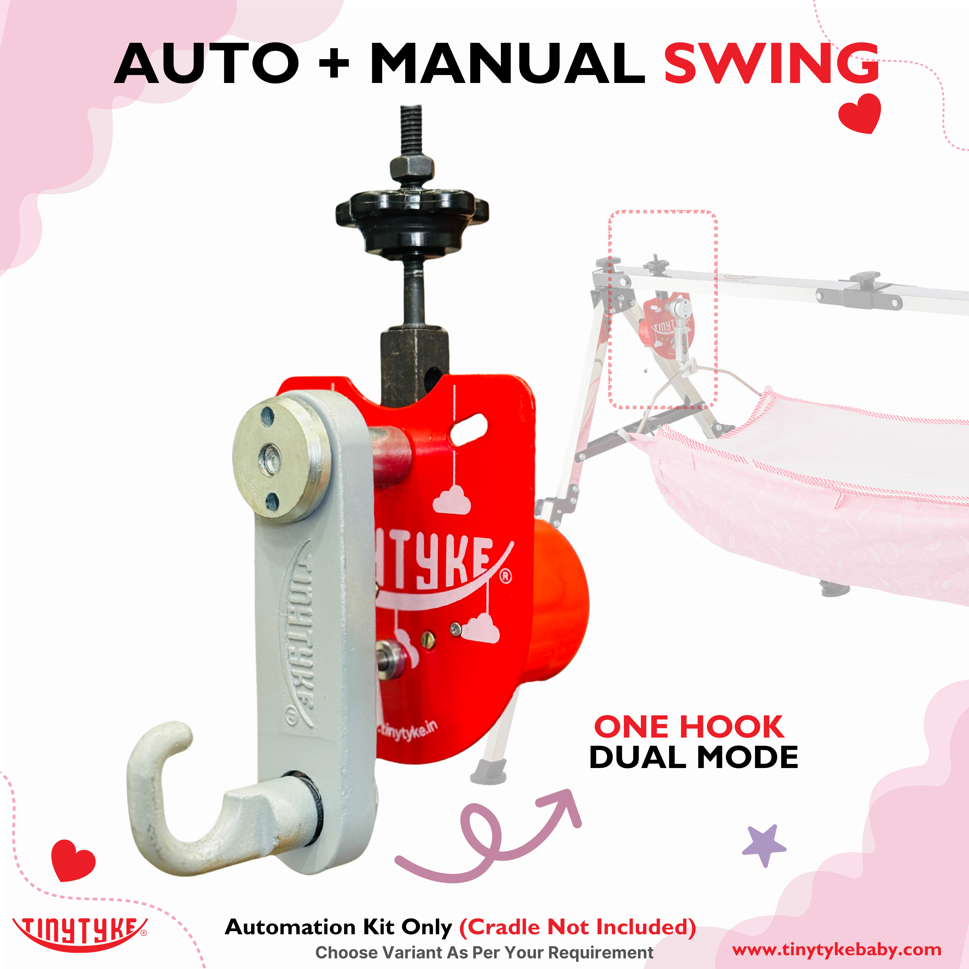 TinyTyke- Automatic Baby Cradle Square Pipe - Fully Foldable