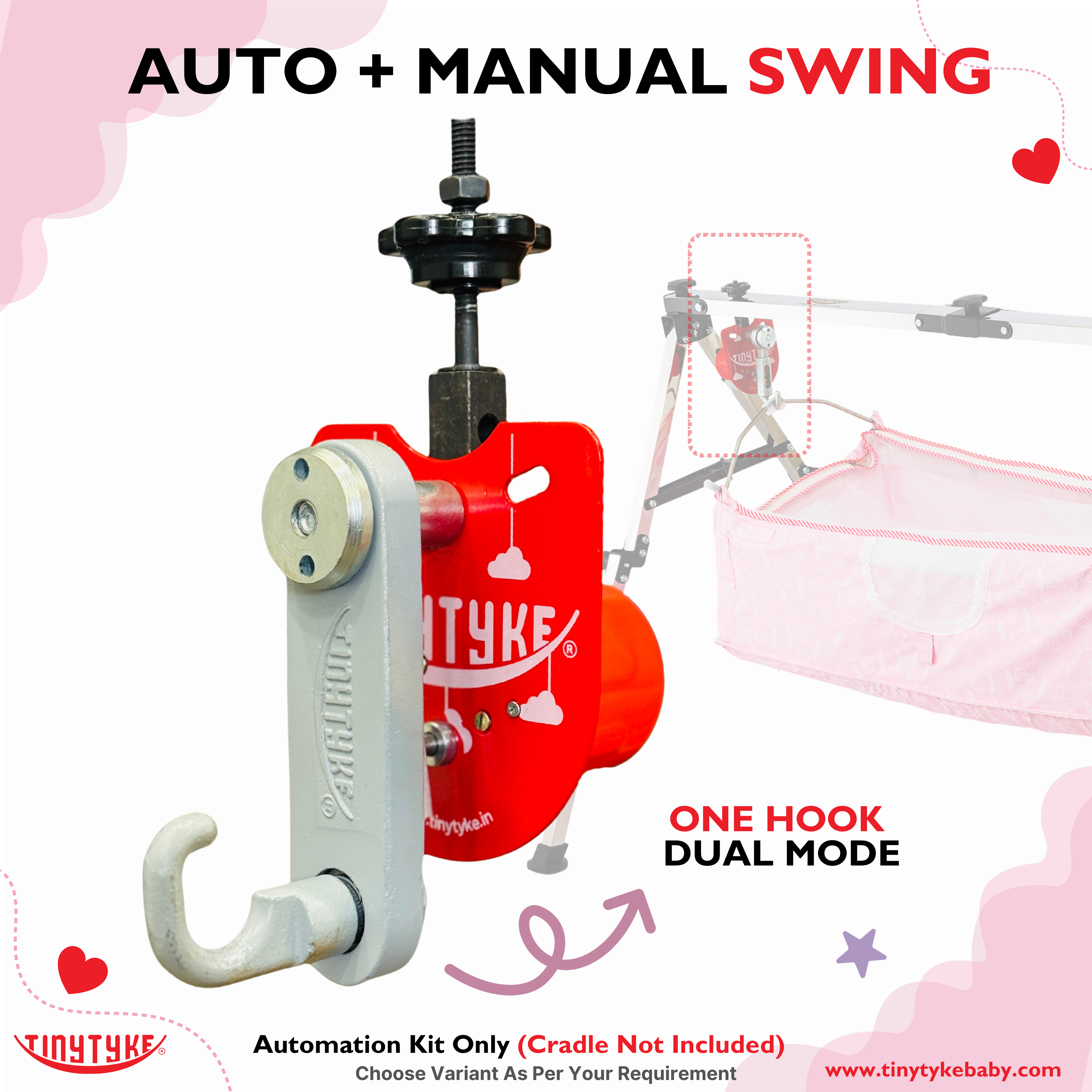 TinyTyke- Baby Cradle Automation Kit (For Manual Baby Cradle/ Cradle Not Included)