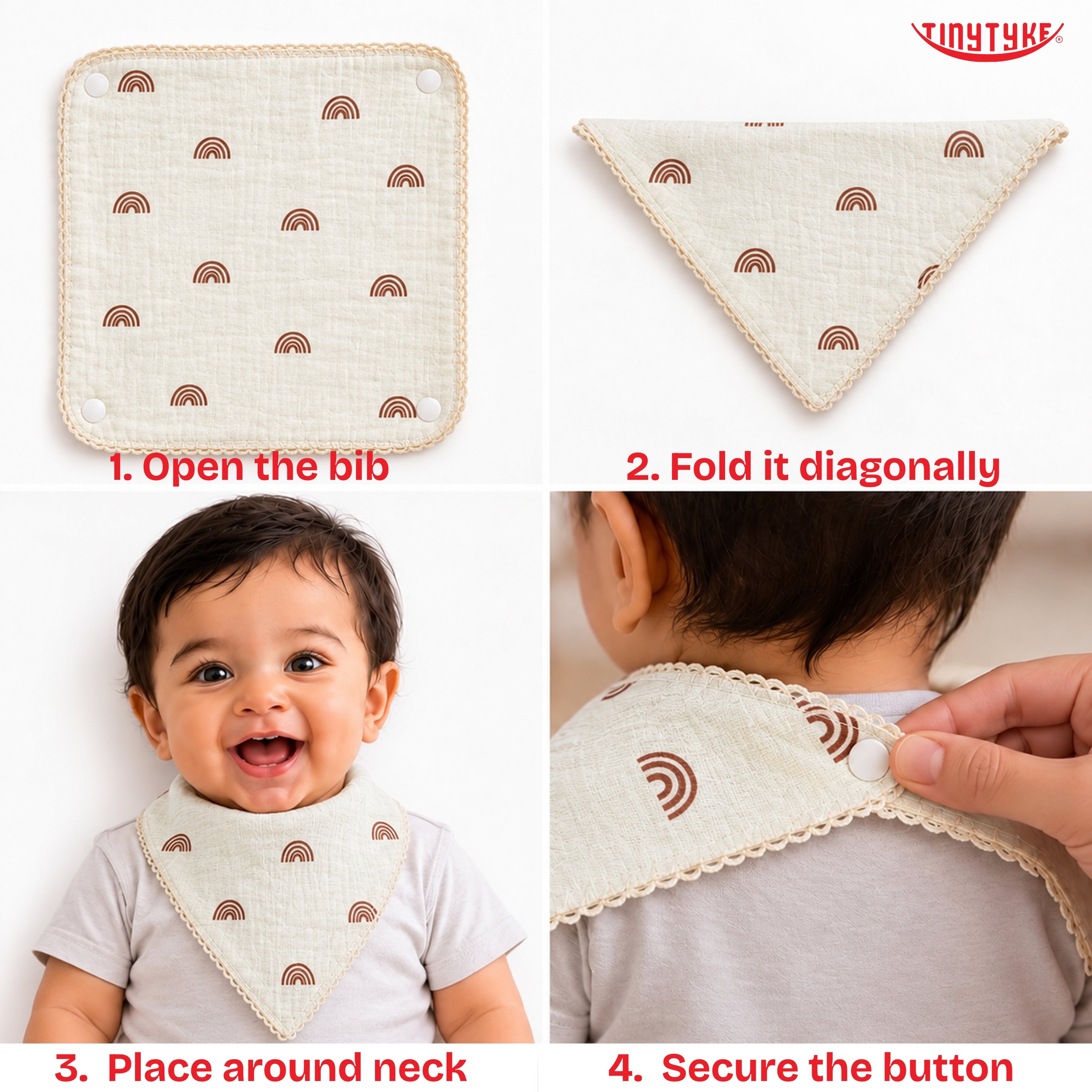 TinyTyke- Premium Muslin Bib Cum Napkin Combo for Babies