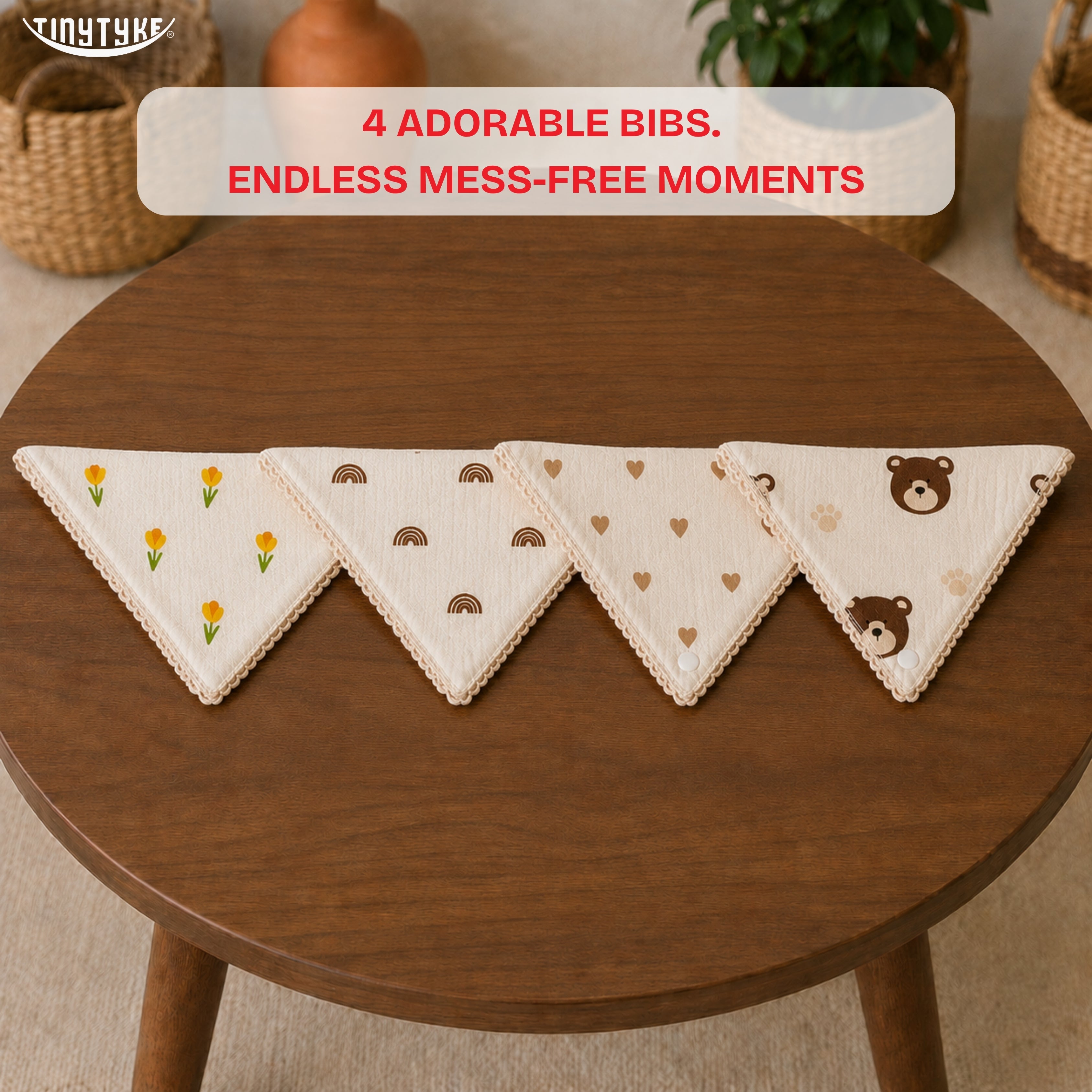 TinyTyke- Premium Muslin Bib Cum Napkin Combo for Babies
