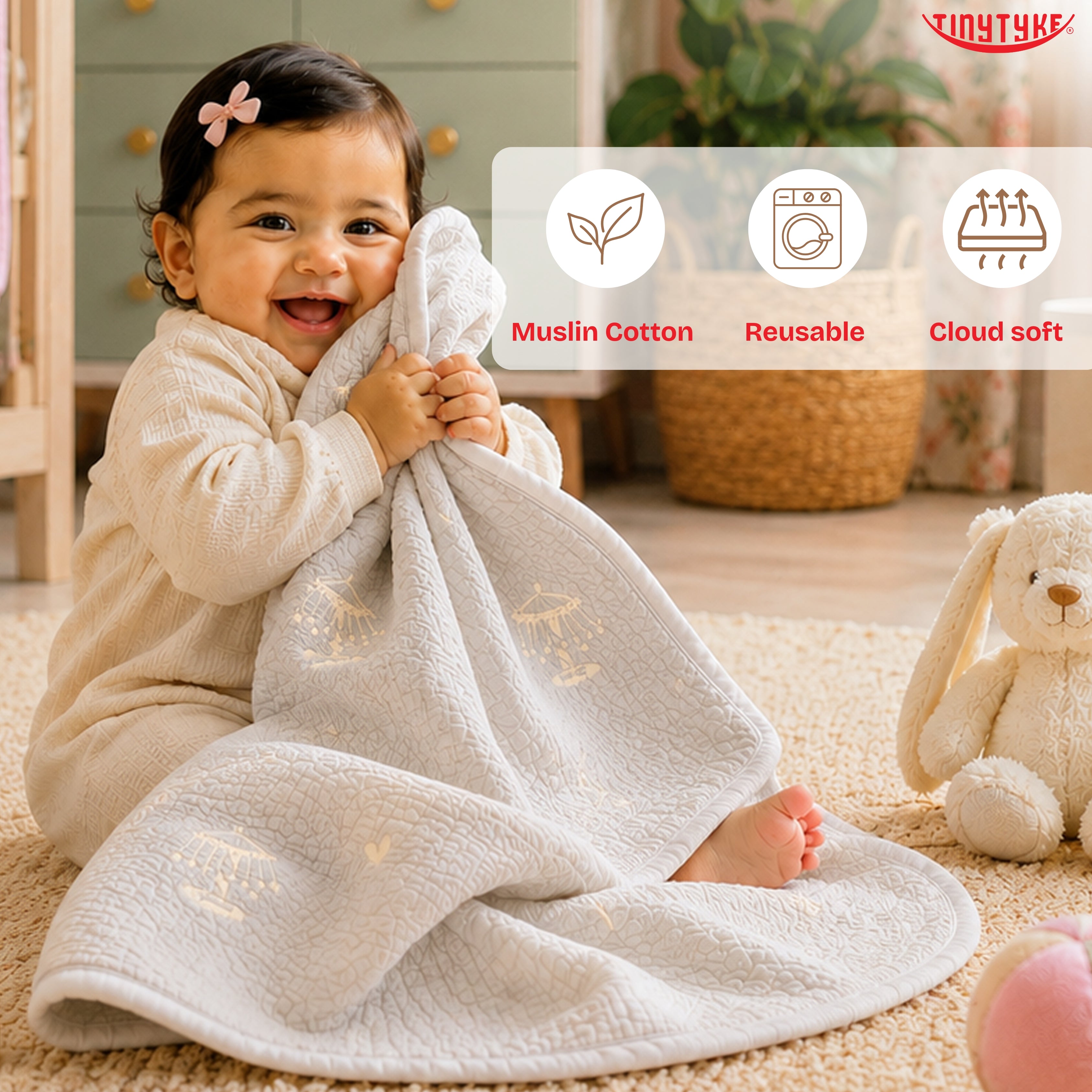 TinyTyke- Ultra Soft Muslin Baby Blanket