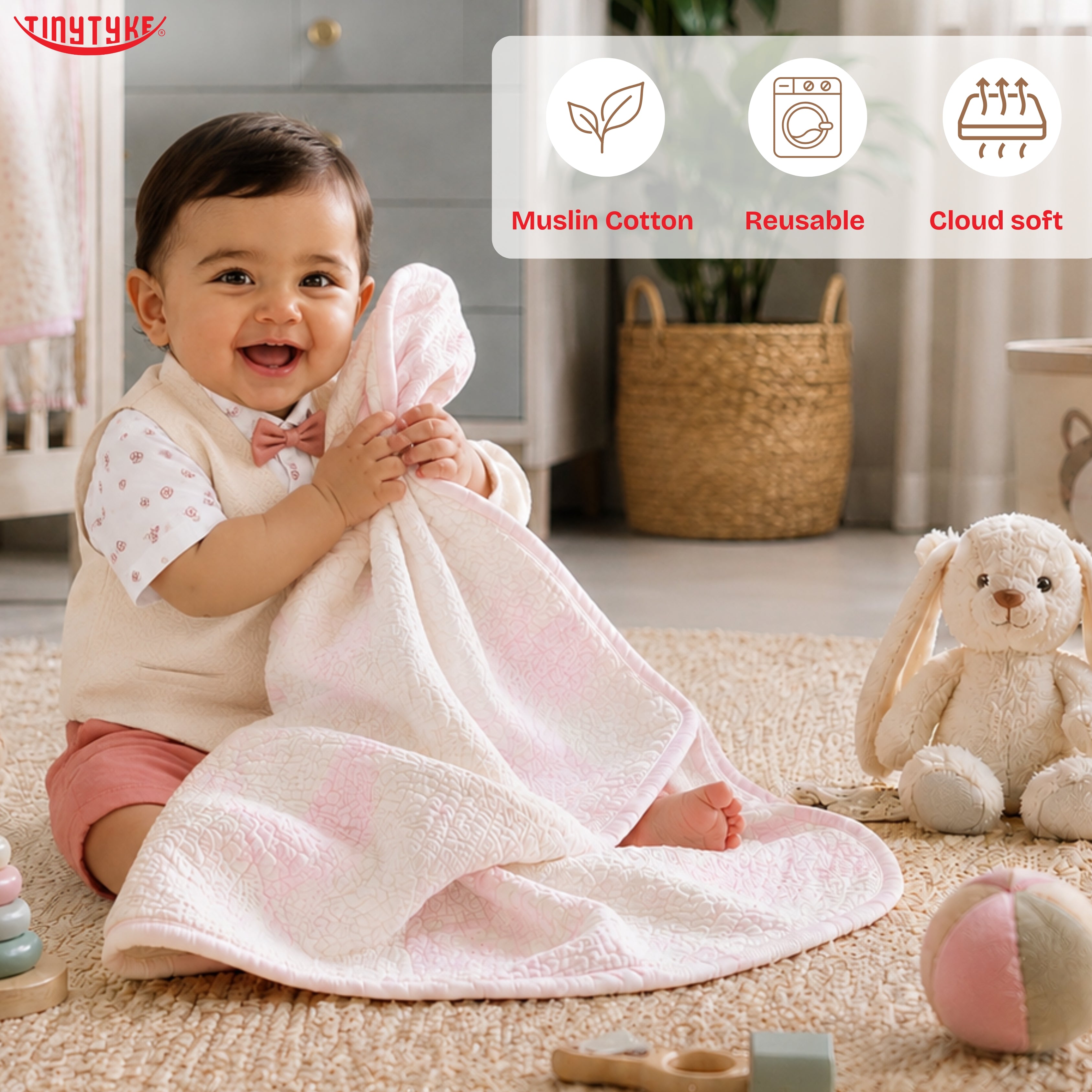 TinyTyke- Ultra Soft Muslin Baby Blanket