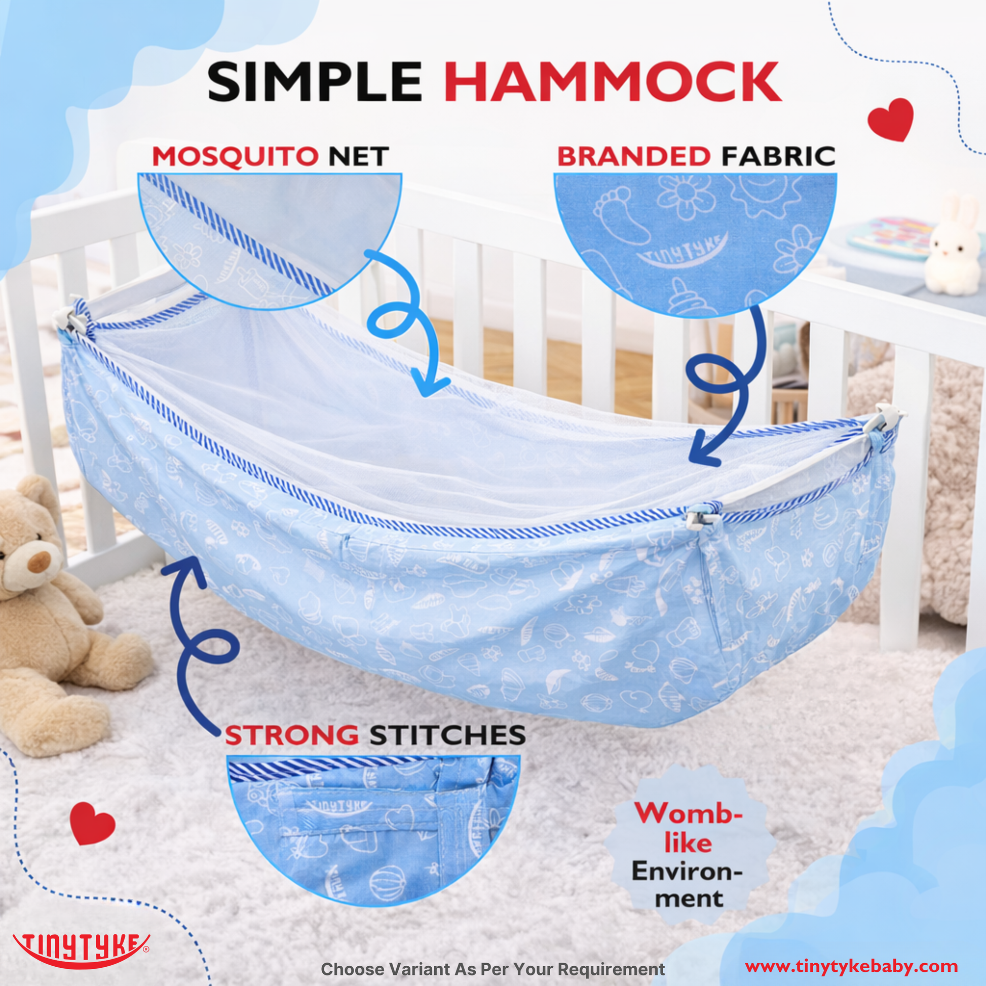 TinyTyke- Simple Hammock With Mosquito Net