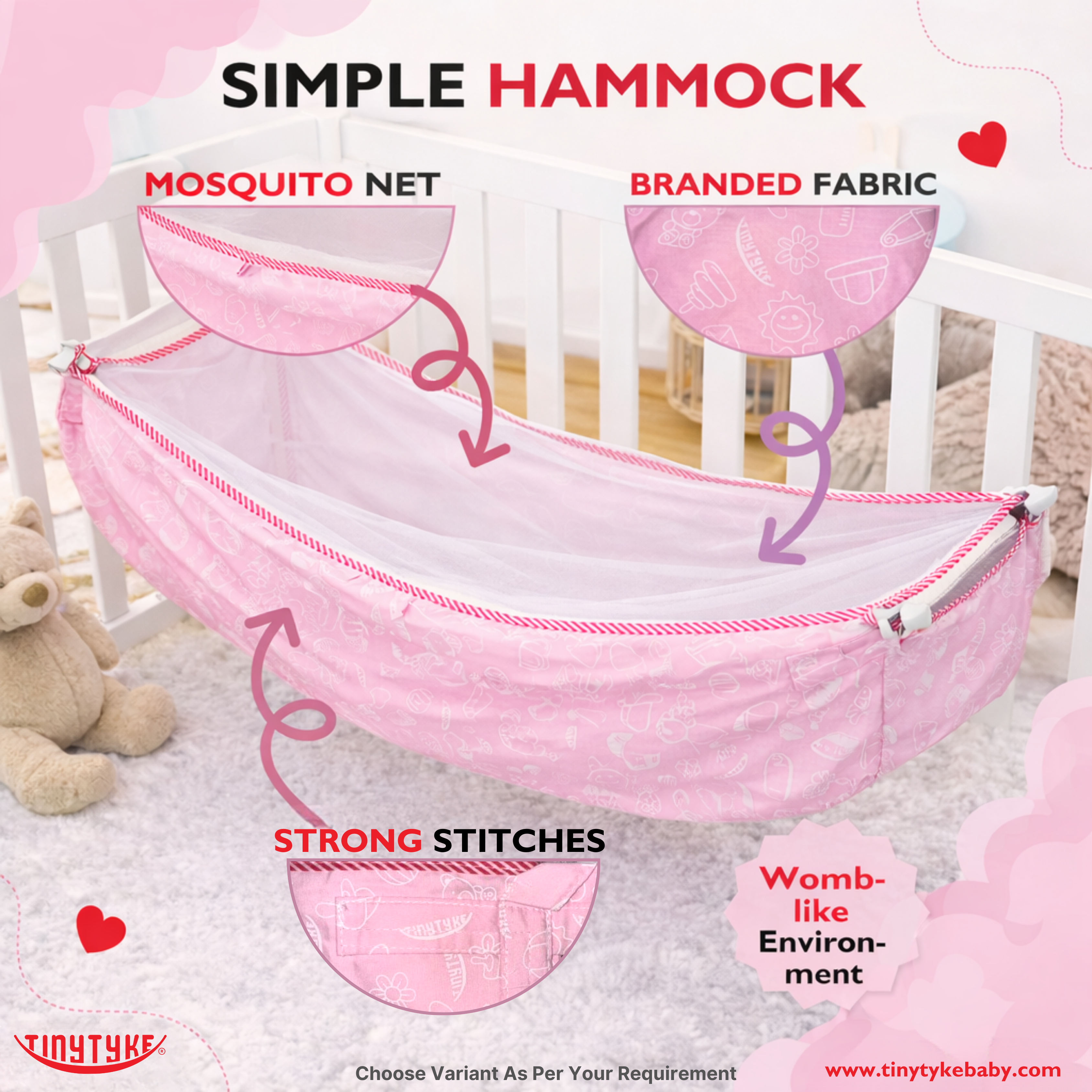 TinyTyke- Simple Hammock With Mosquito Net