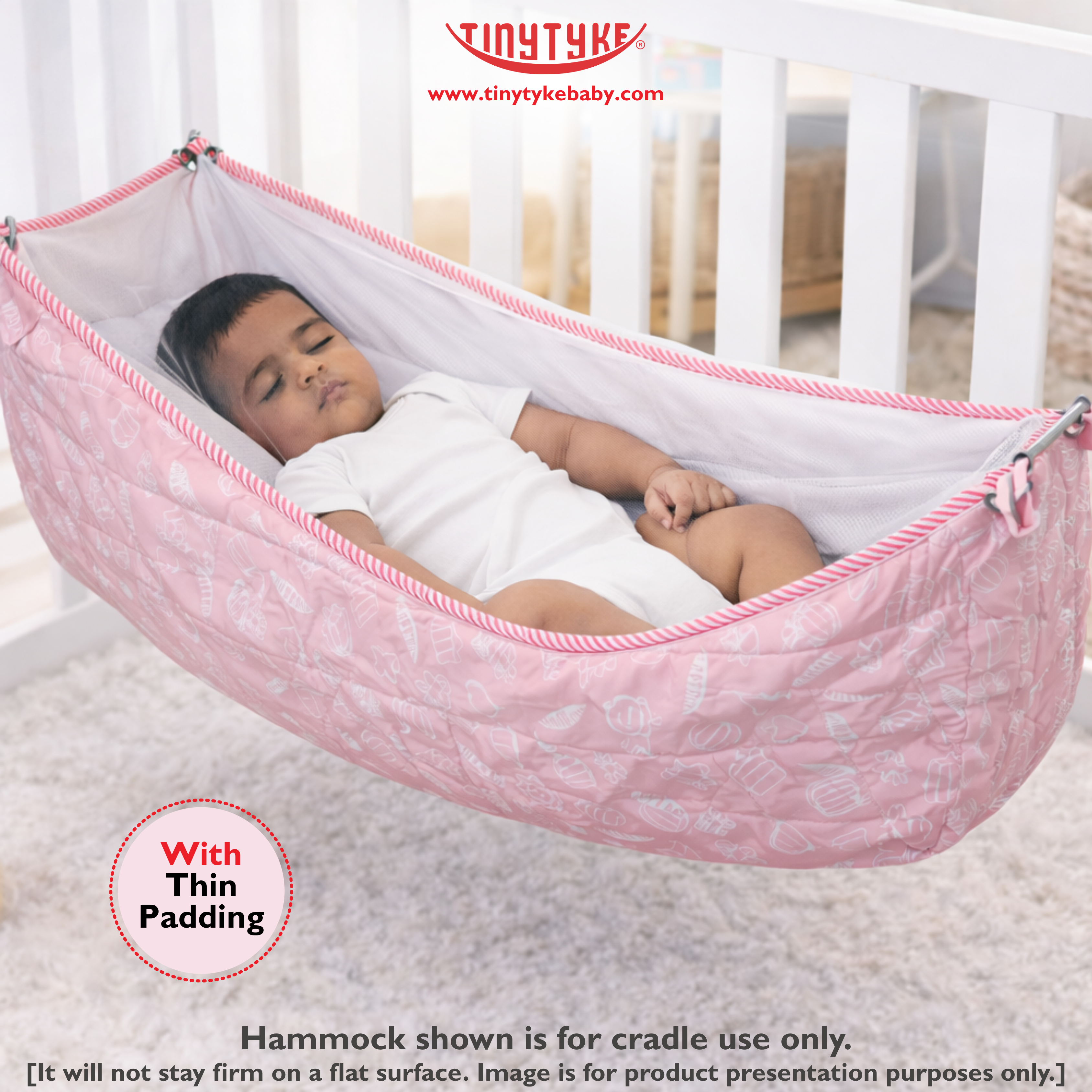 TinyTyke- Simple Heavy Hammock With Mosquito Net | Thin Padding