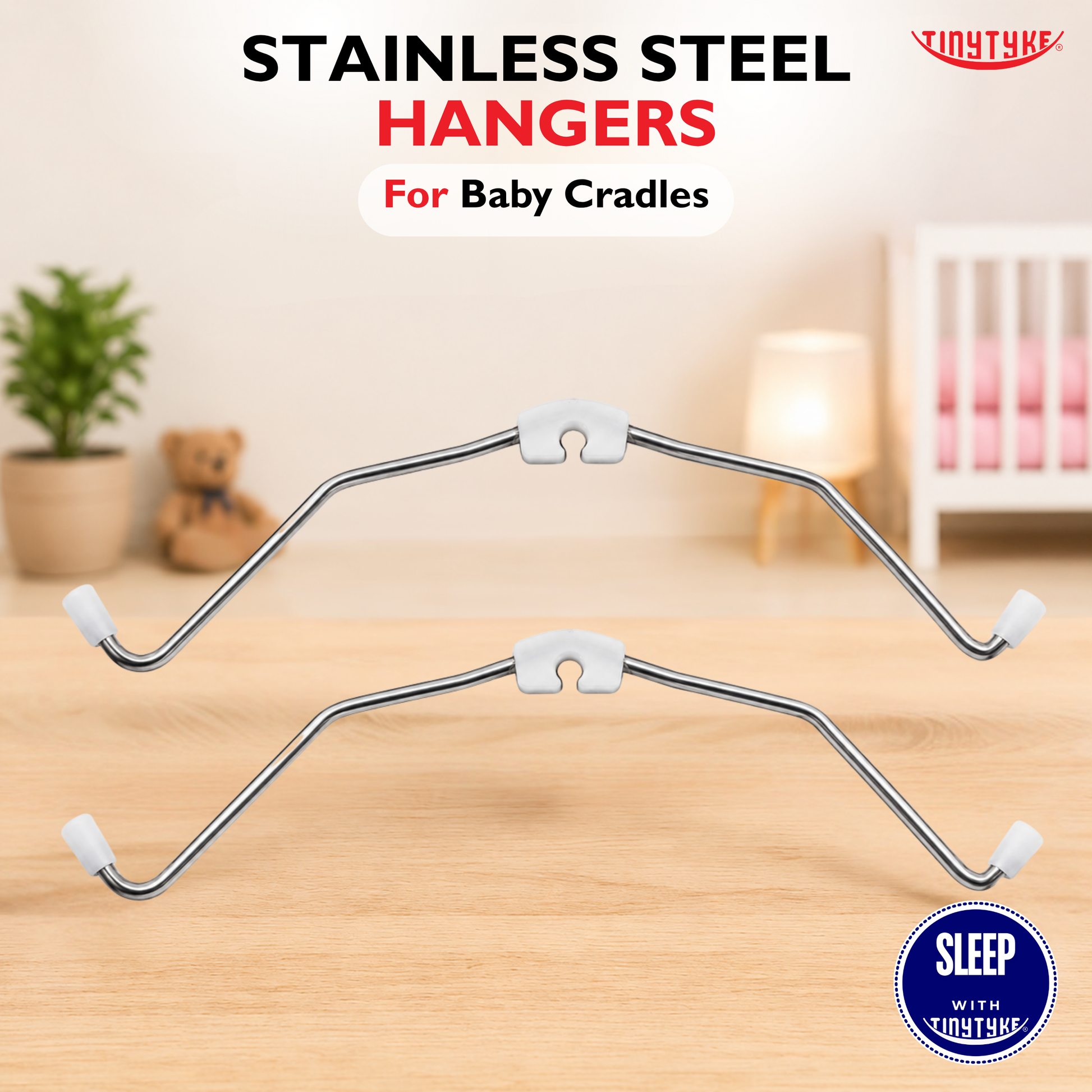 TinyTyke- Stainless Steel Hangers for Cradle with Noiseless Gasket