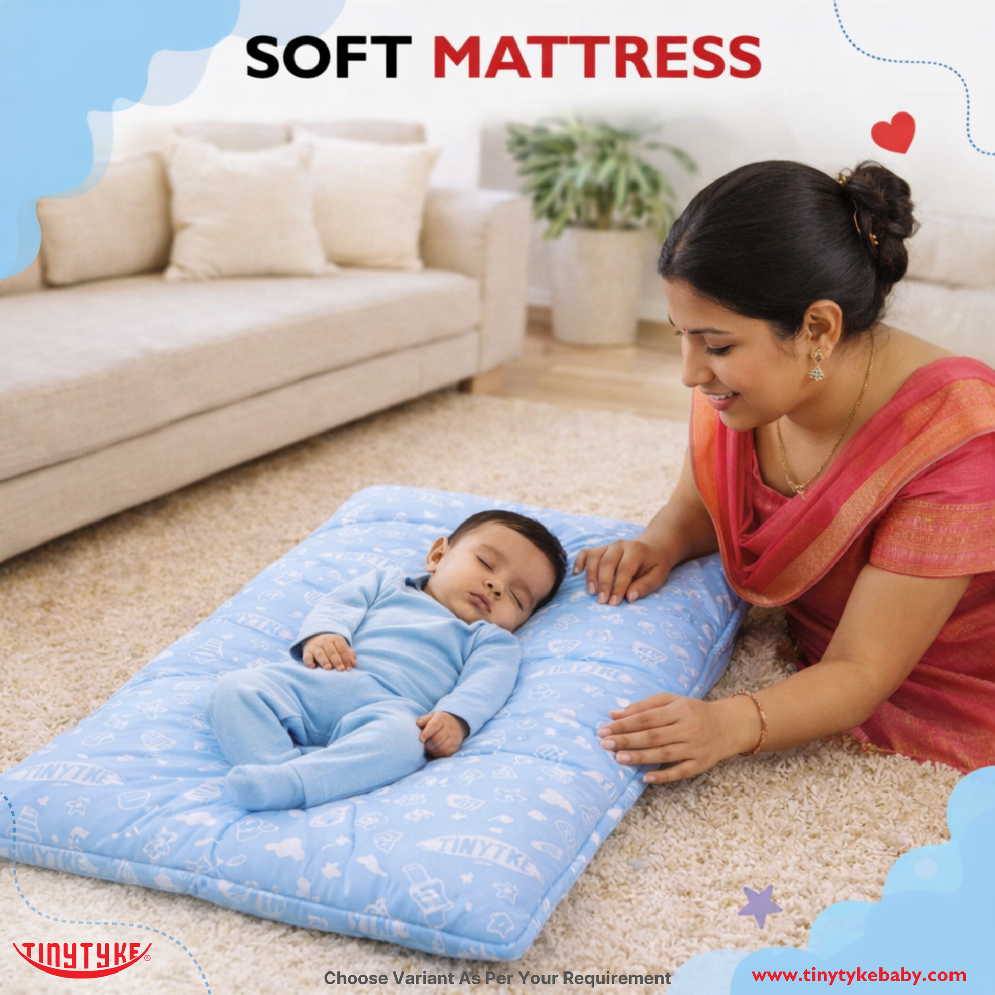 TinyTyke- Square Hammock With Pipe Kit With Mattress | With Mosquito Net Protection